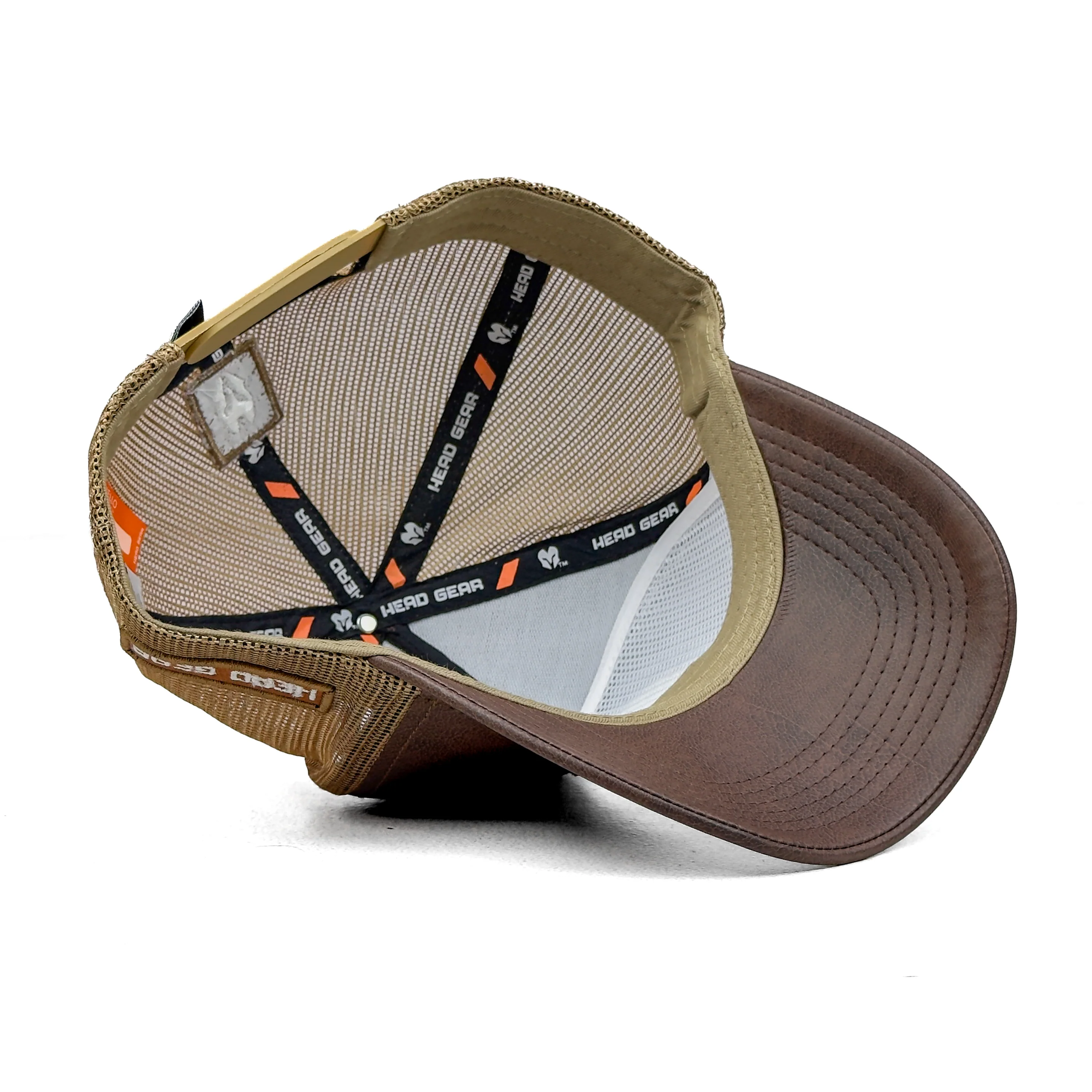HEAD GEAR ASH BROWN FAUX LEATHER TRUCKER LIMITED EDITION CAP - Image 13
