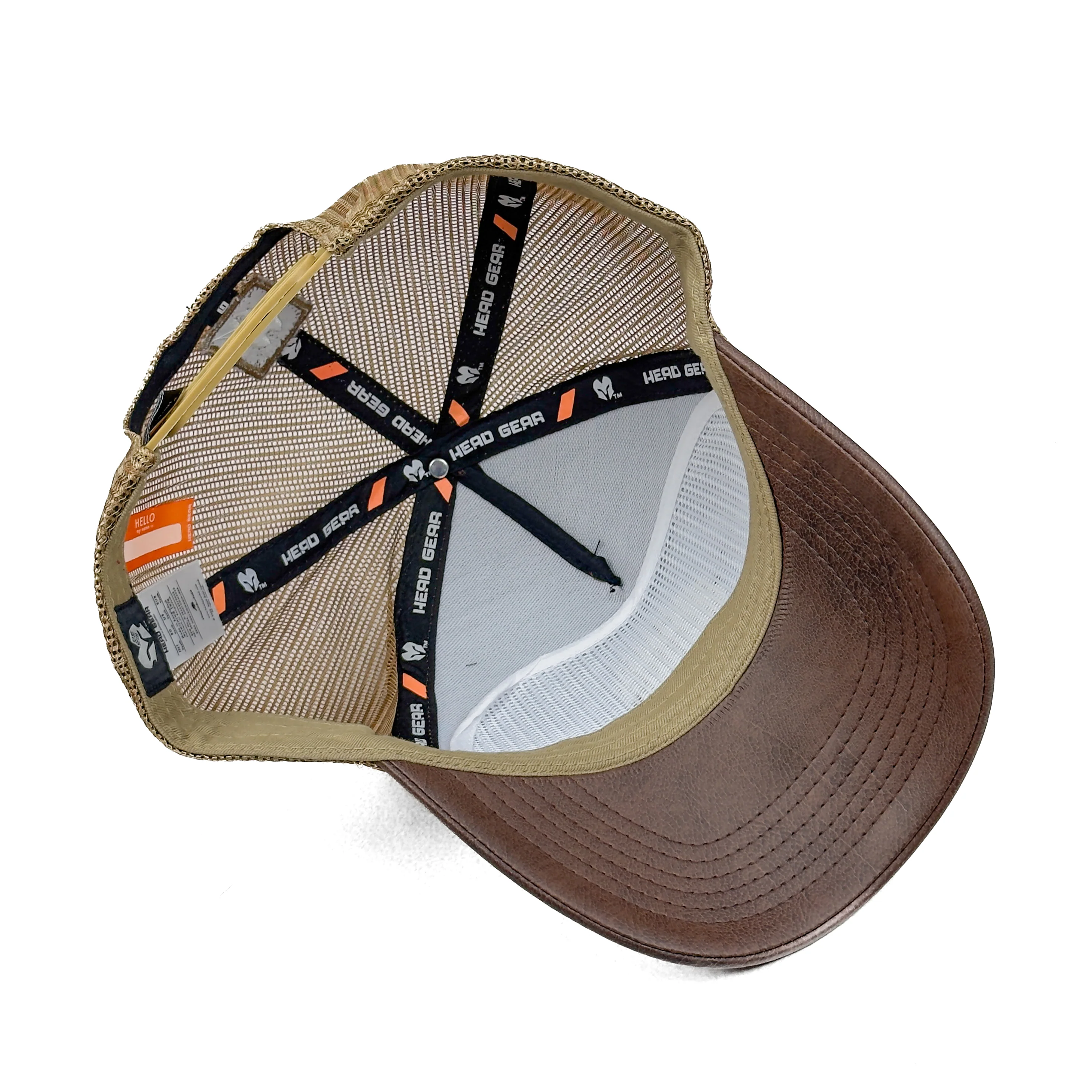 HEAD GEAR ASH BROWN FAUX LEATHER TRUCKER LIMITED EDITION CAP - Image 14