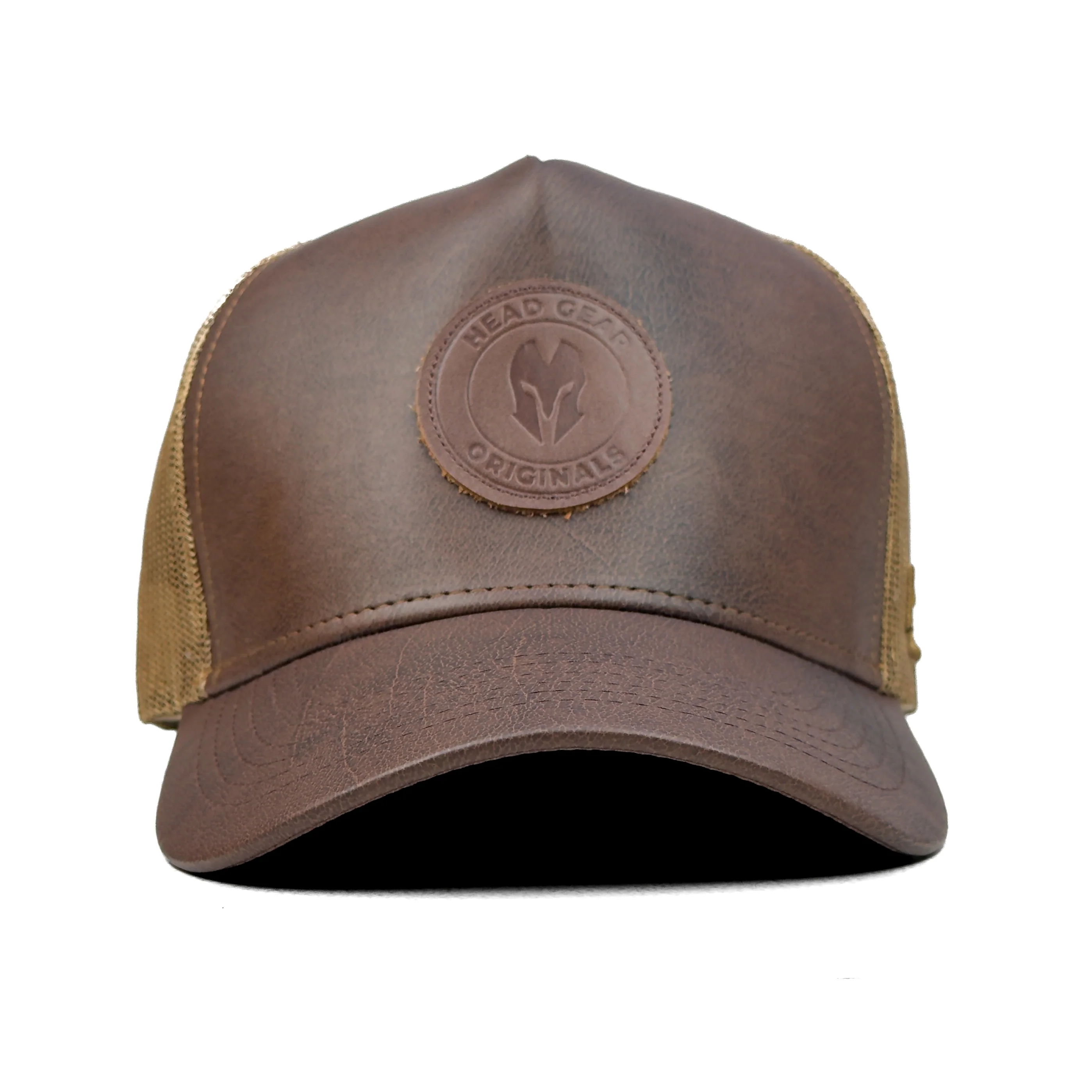 HEAD GEAR ASH BROWN FAUX LEATHER TRUCKER LIMITED EDITION CAP - Image 5