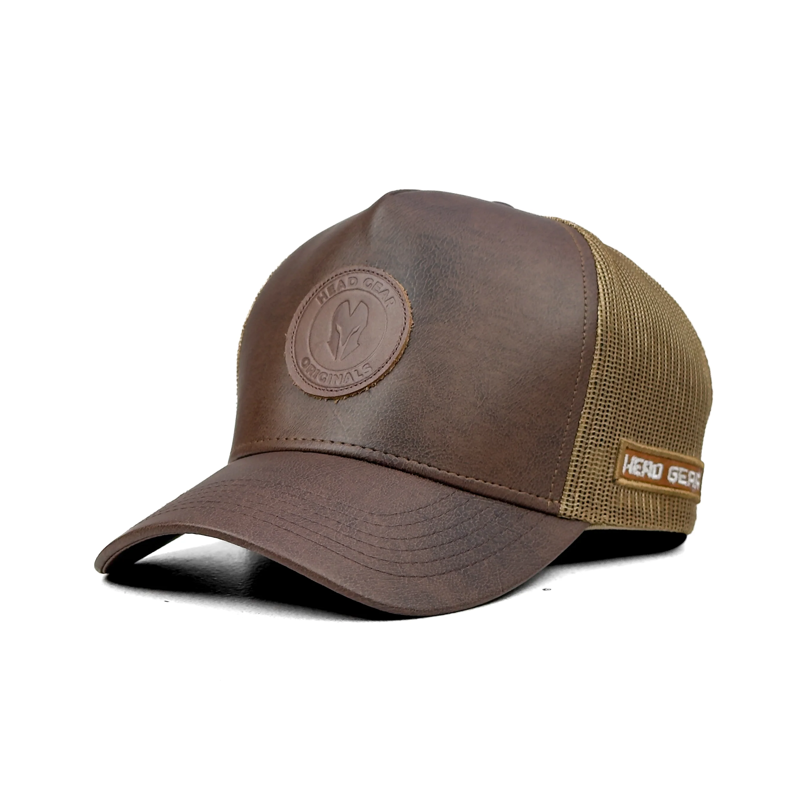HEAD GEAR ASH BROWN FAUX LEATHER TRUCKER LIMITED EDITION CAP - Image 6