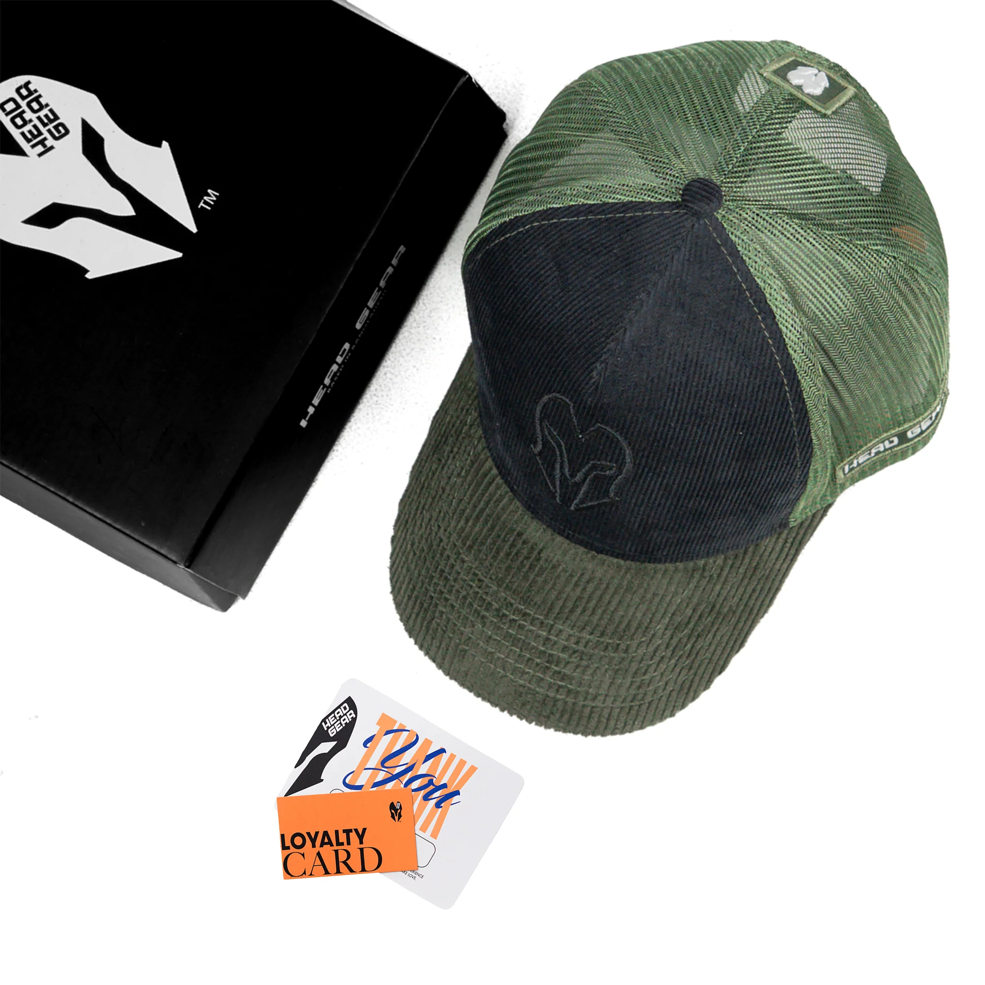 HEAD GEAR BLACK AND OLIVE DUAL TONE TRUCKER CAP - Image 2
