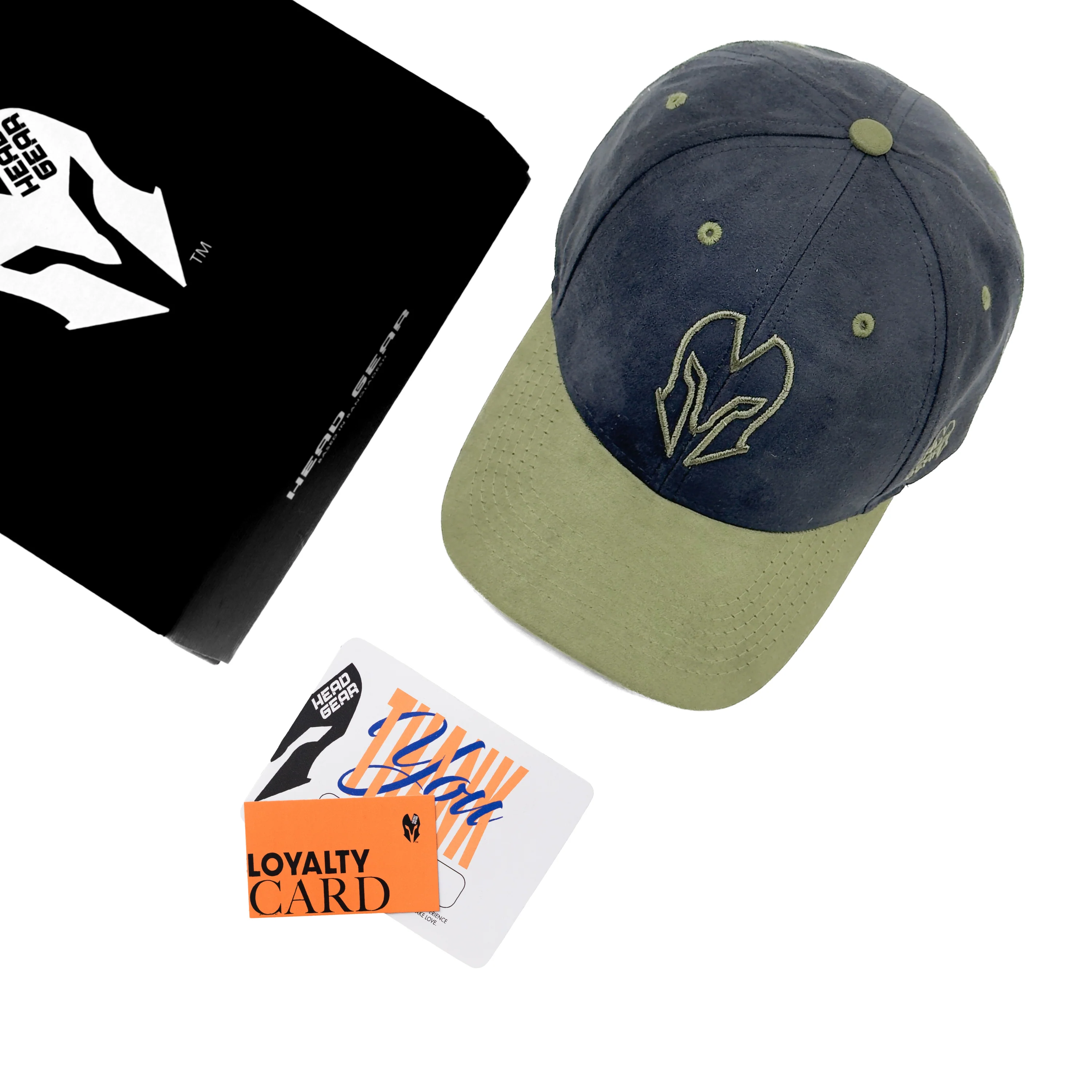 HEAD GEAR BLACK AND OLIVE REDEFINED SUEDE CAP - Image 2