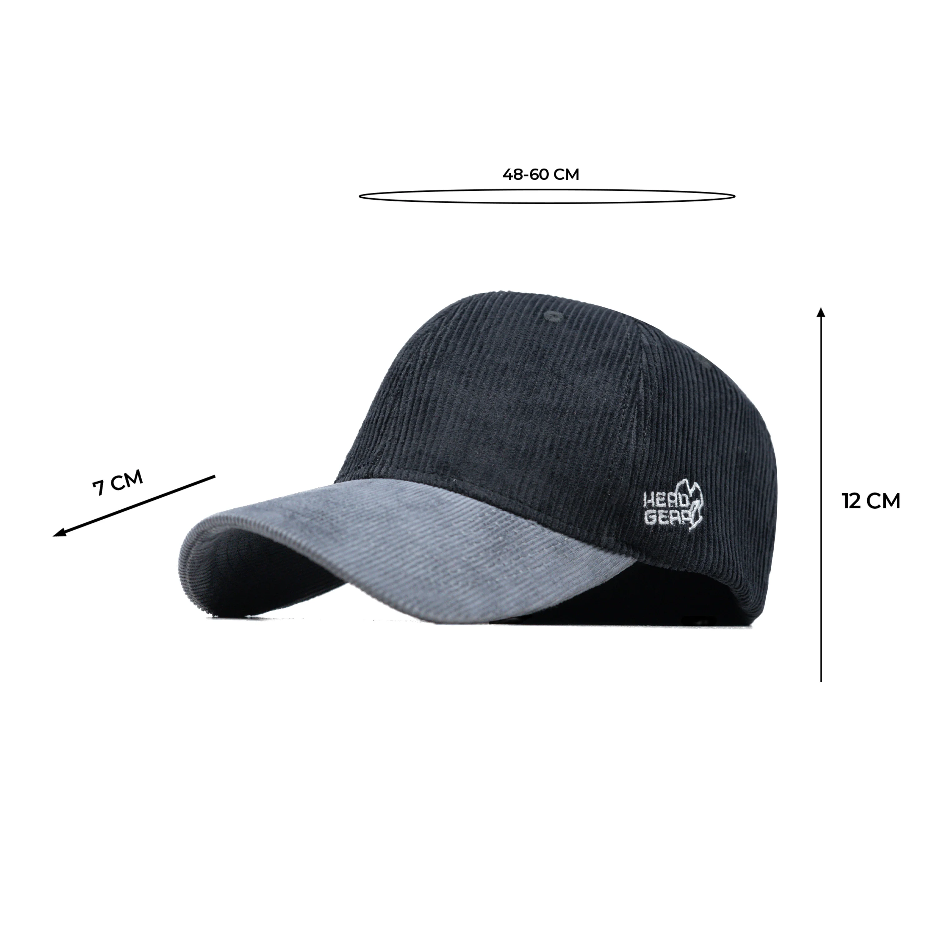 HEAD GEAR BLACK CHARCOAL GREY DUAL TONE CORD CAP - Image 14