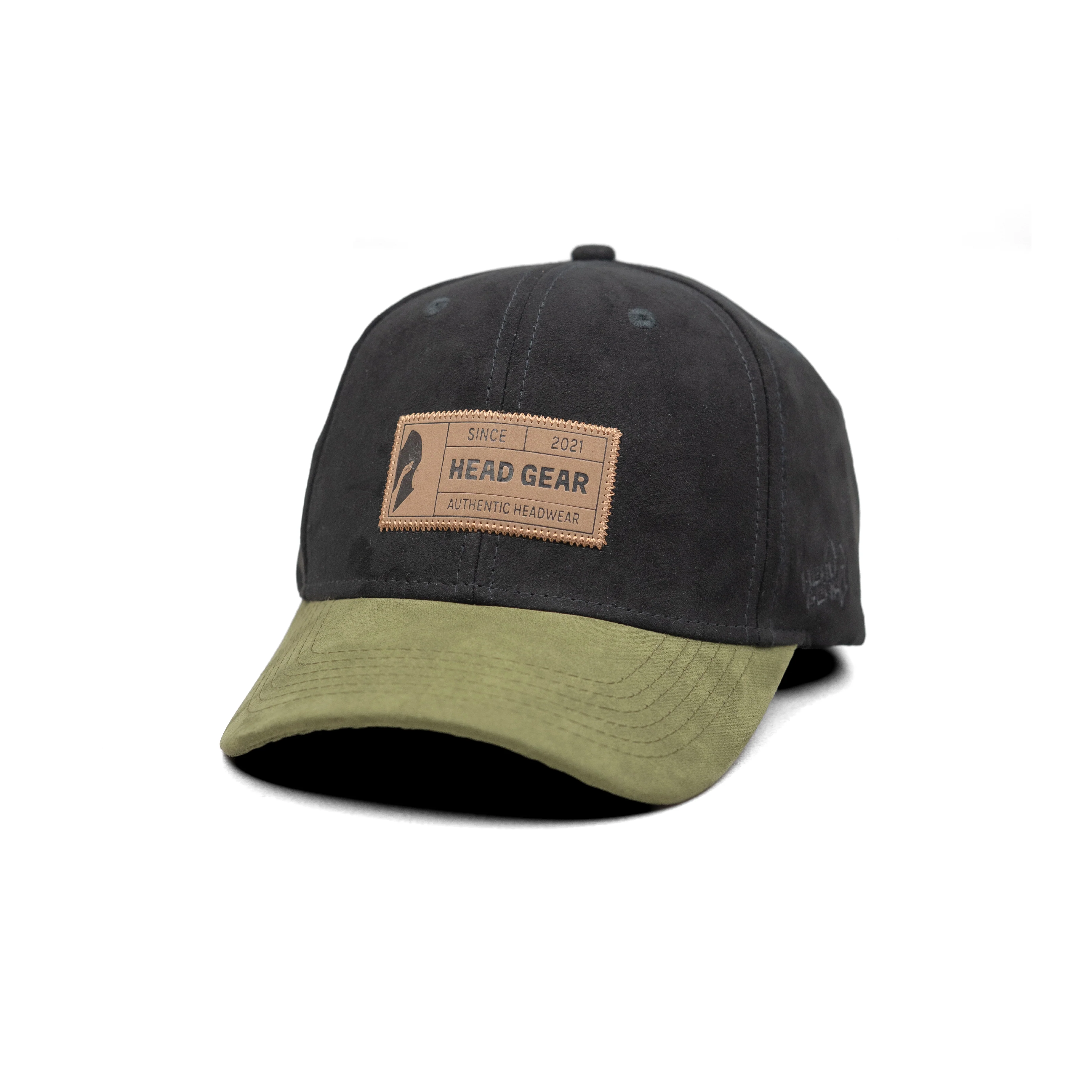HEAD GEAR BLACK OLIVE LEATHER PATCH CAP - Image 5