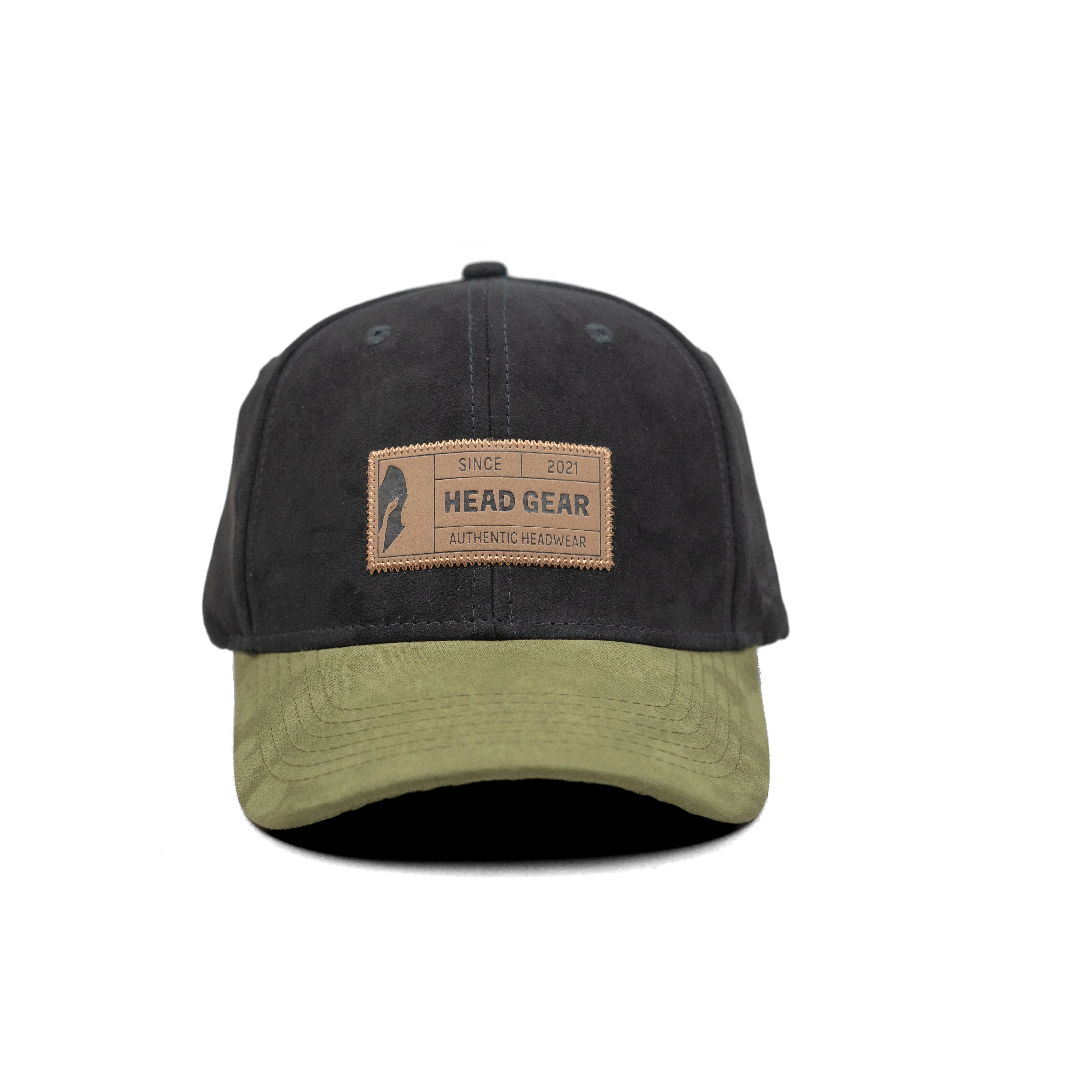 HEAD GEAR BLACK OLIVE LEATHER PATCH CAP - Image 6