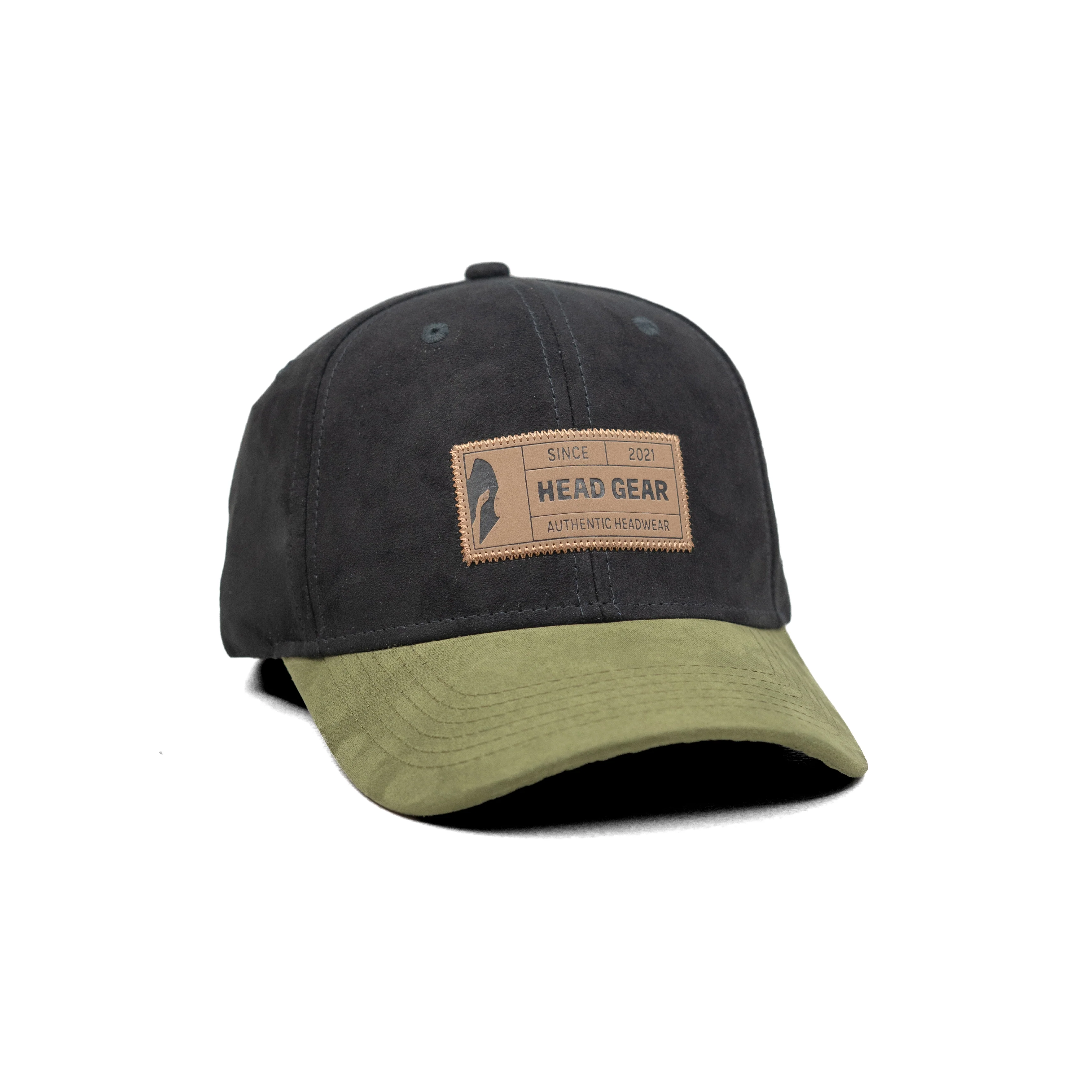 HEAD GEAR BLACK OLIVE LEATHER PATCH CAP - Image 7