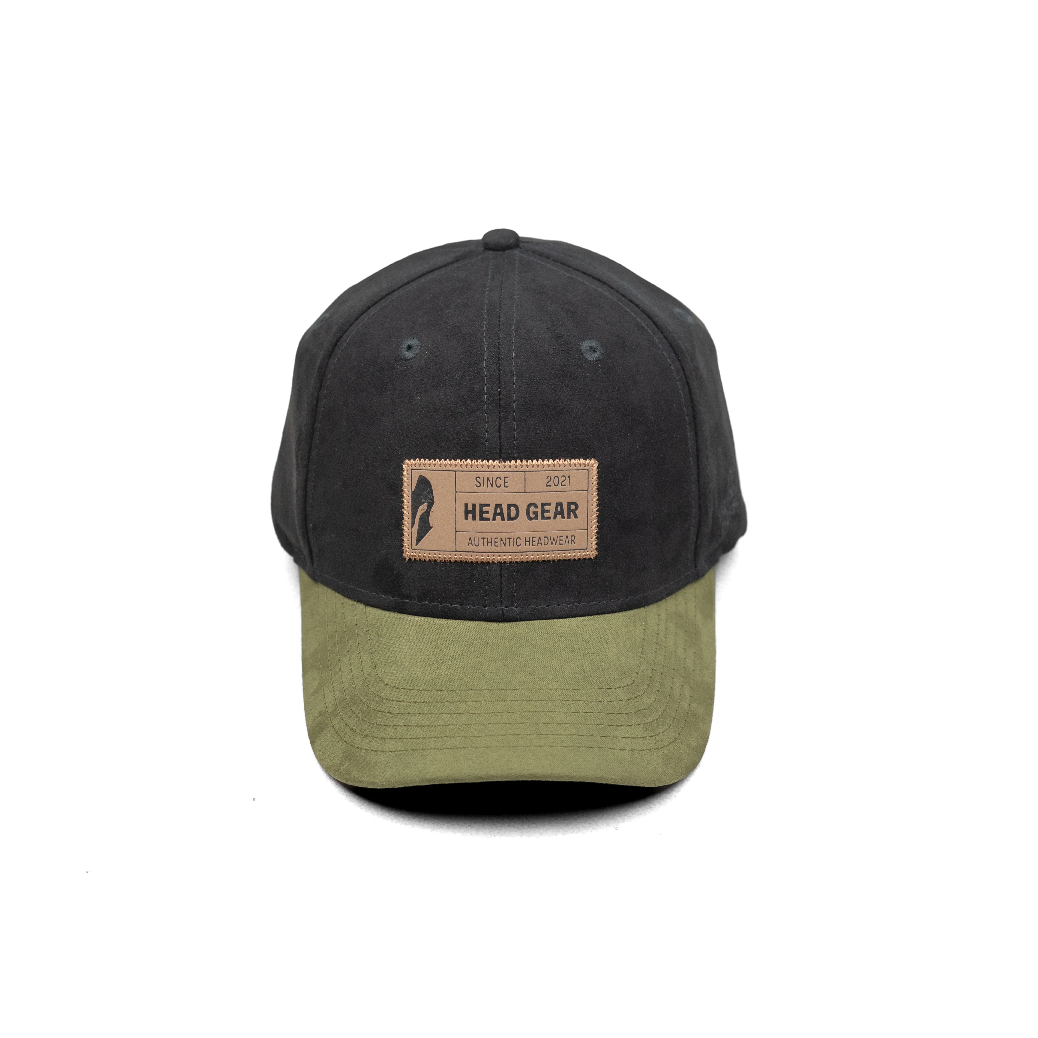 HEAD GEAR BLACK OLIVE LEATHER PATCH CAP - Image 8