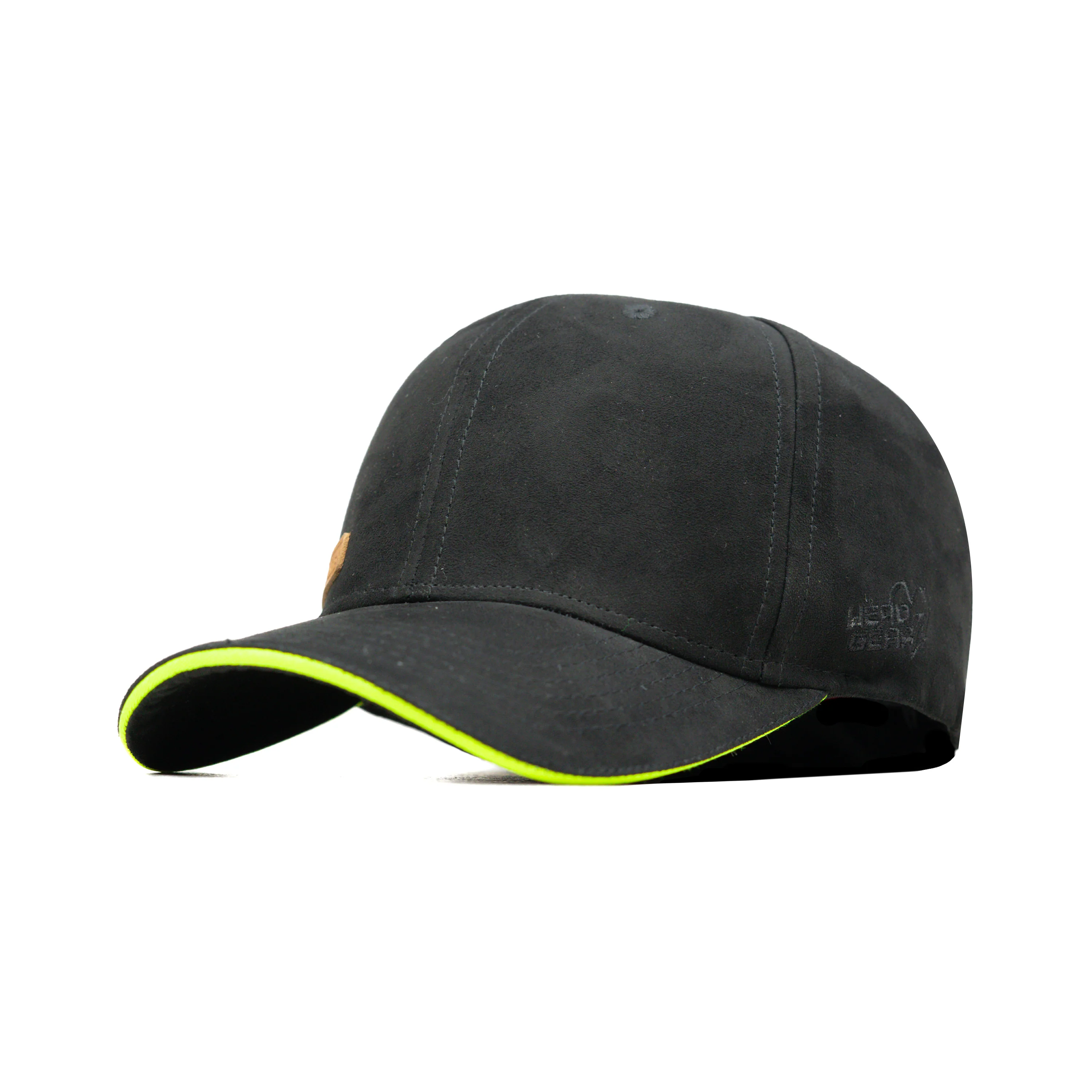 HEAD GEAR BLACK STRUCTURED LEATHER PATCH FITTED CAP - Image 3