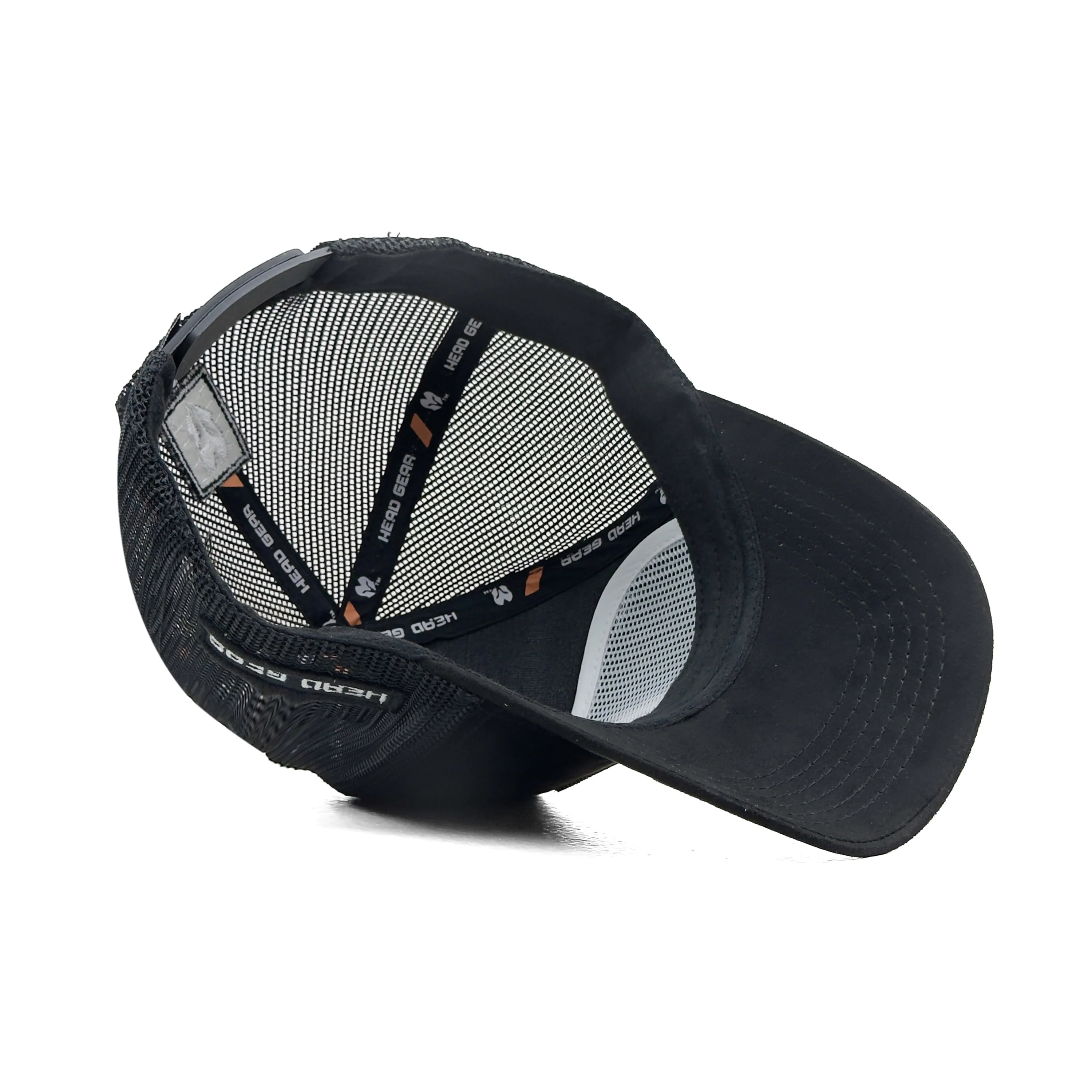 HEAD GEAR BLACK TRUCKER LEATHER PATCH CAP - Image 6
