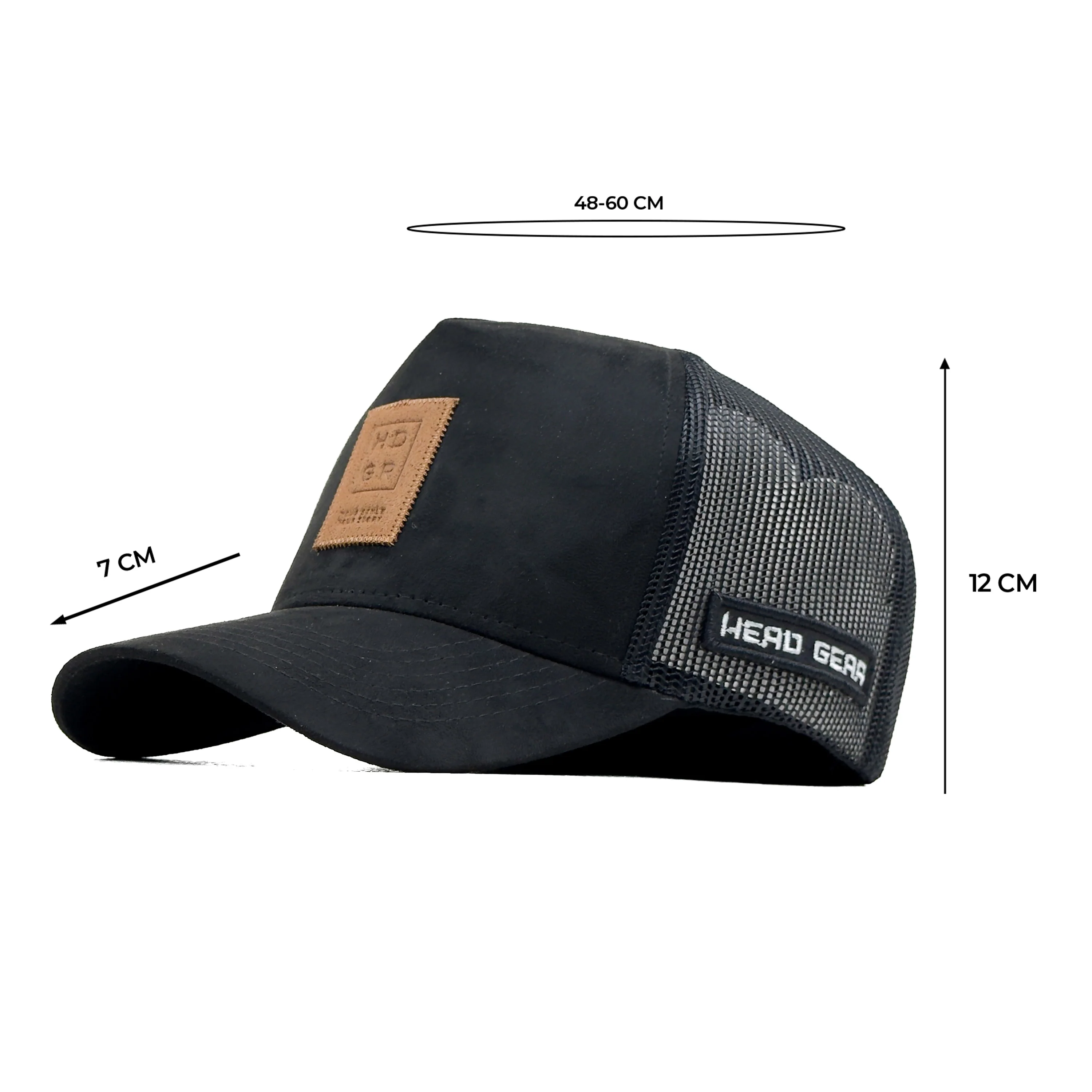 HEAD GEAR BLACK TRUCKER LEATHER PATCH CAP - Image 7