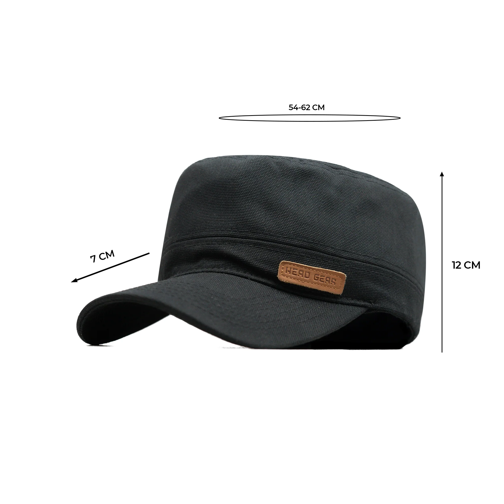 HEAD GEAR BLACK WITH LEATHER PATCH CAPTAIN'S CAP - Image 14