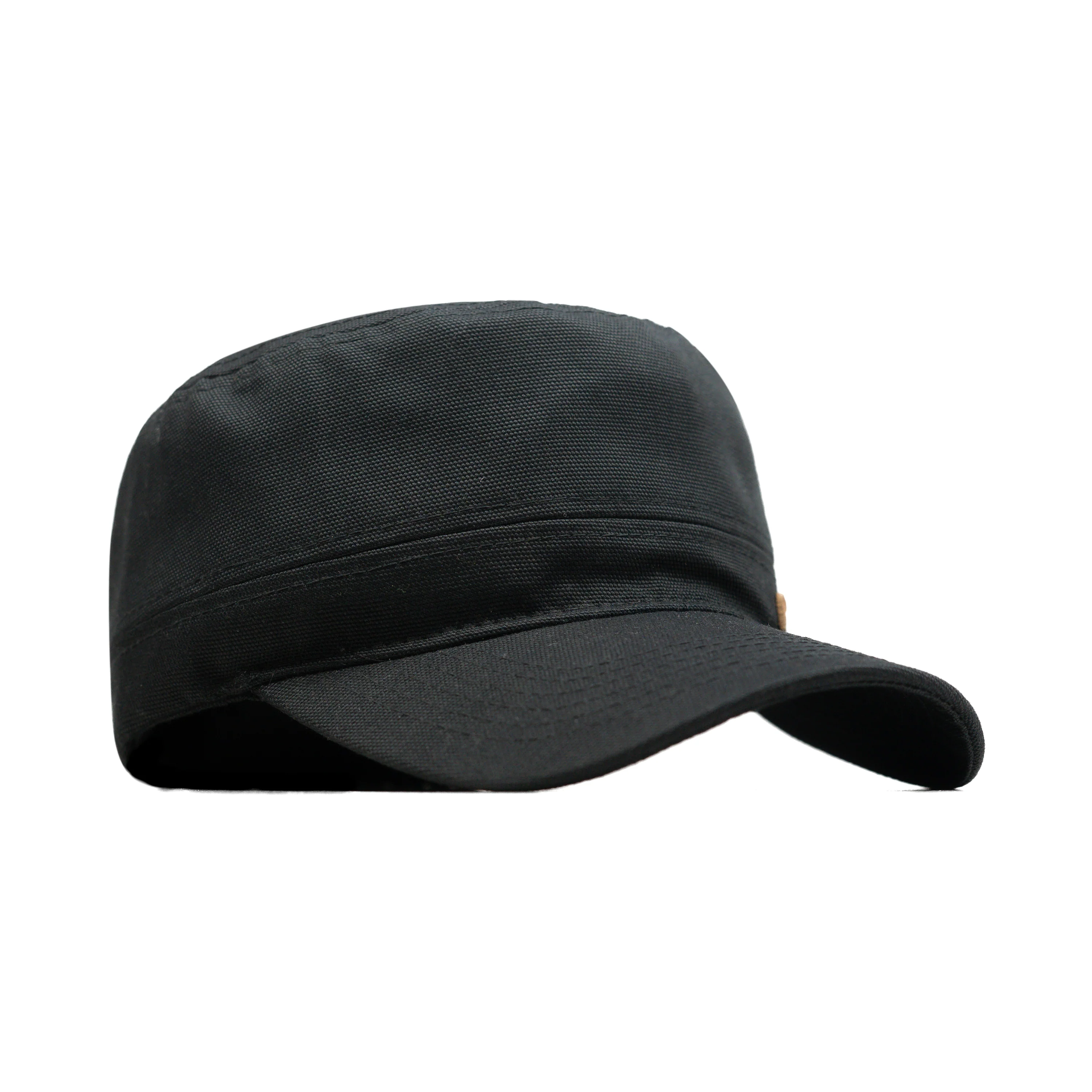 HEAD GEAR BLACK WITH LEATHER PATCH CAPTAIN'S CAP - Image 3