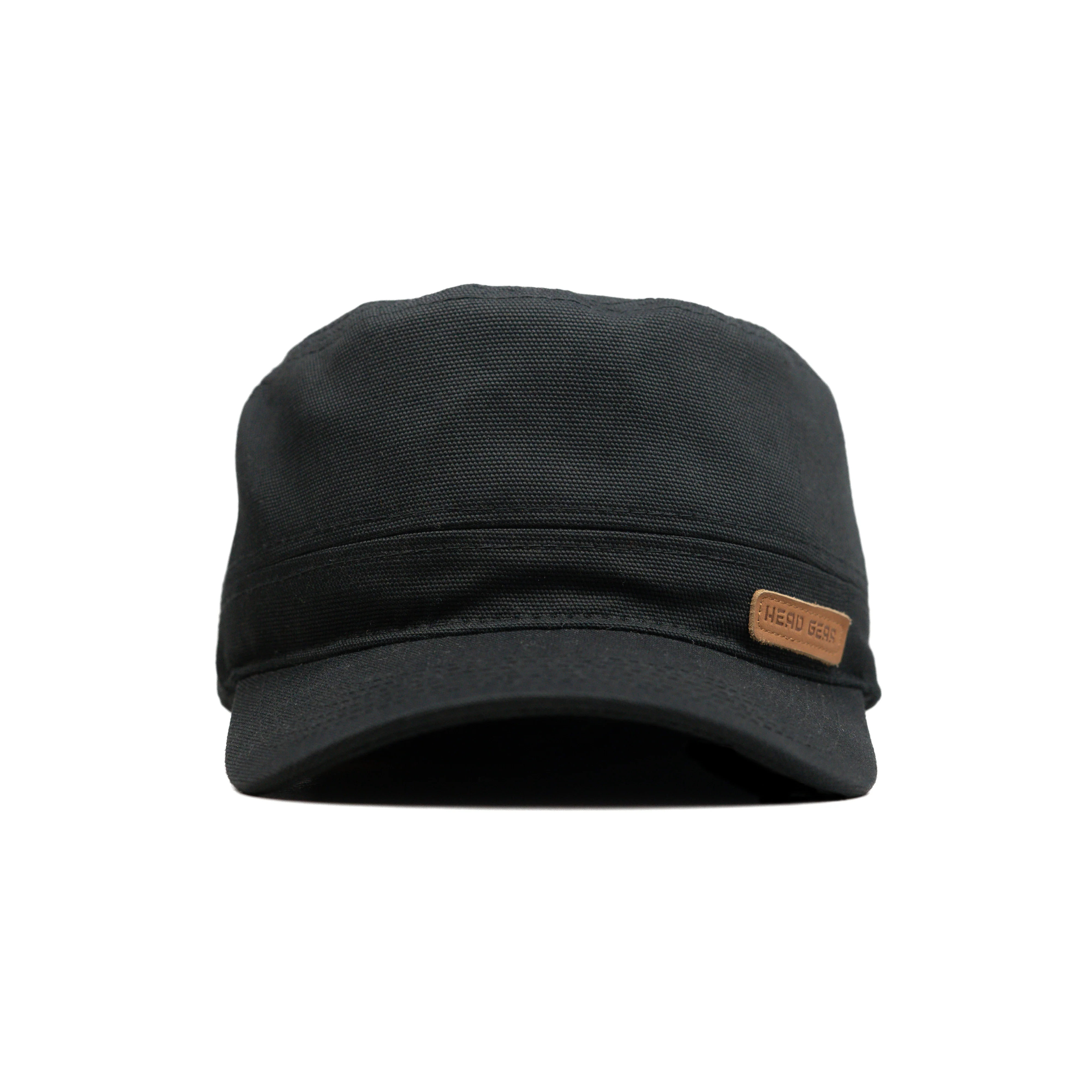 HEAD GEAR BLACK WITH LEATHER PATCH CAPTAIN'S CAP - Image 4