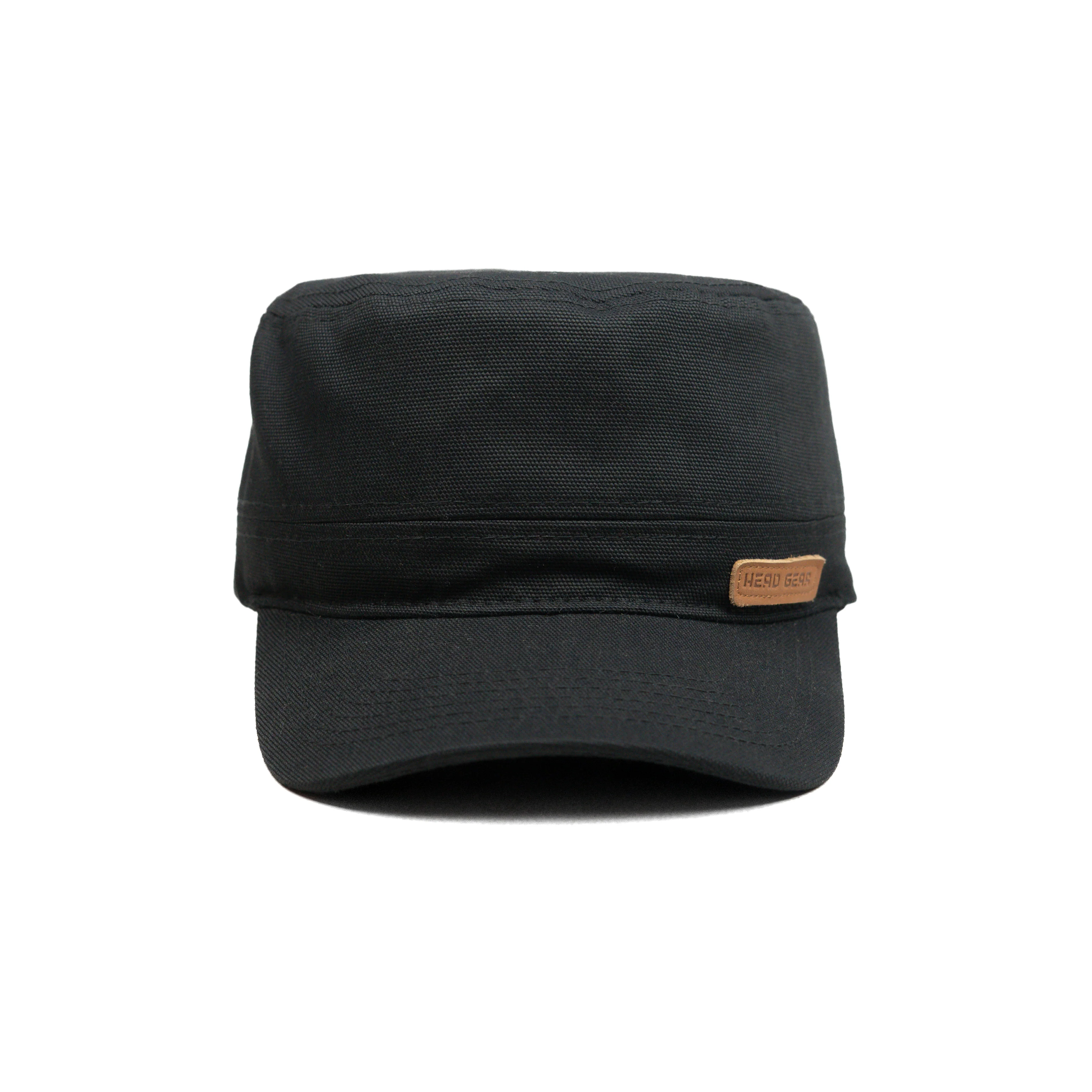 HEAD GEAR BLACK WITH LEATHER PATCH CAPTAIN'S CAP - Image 6