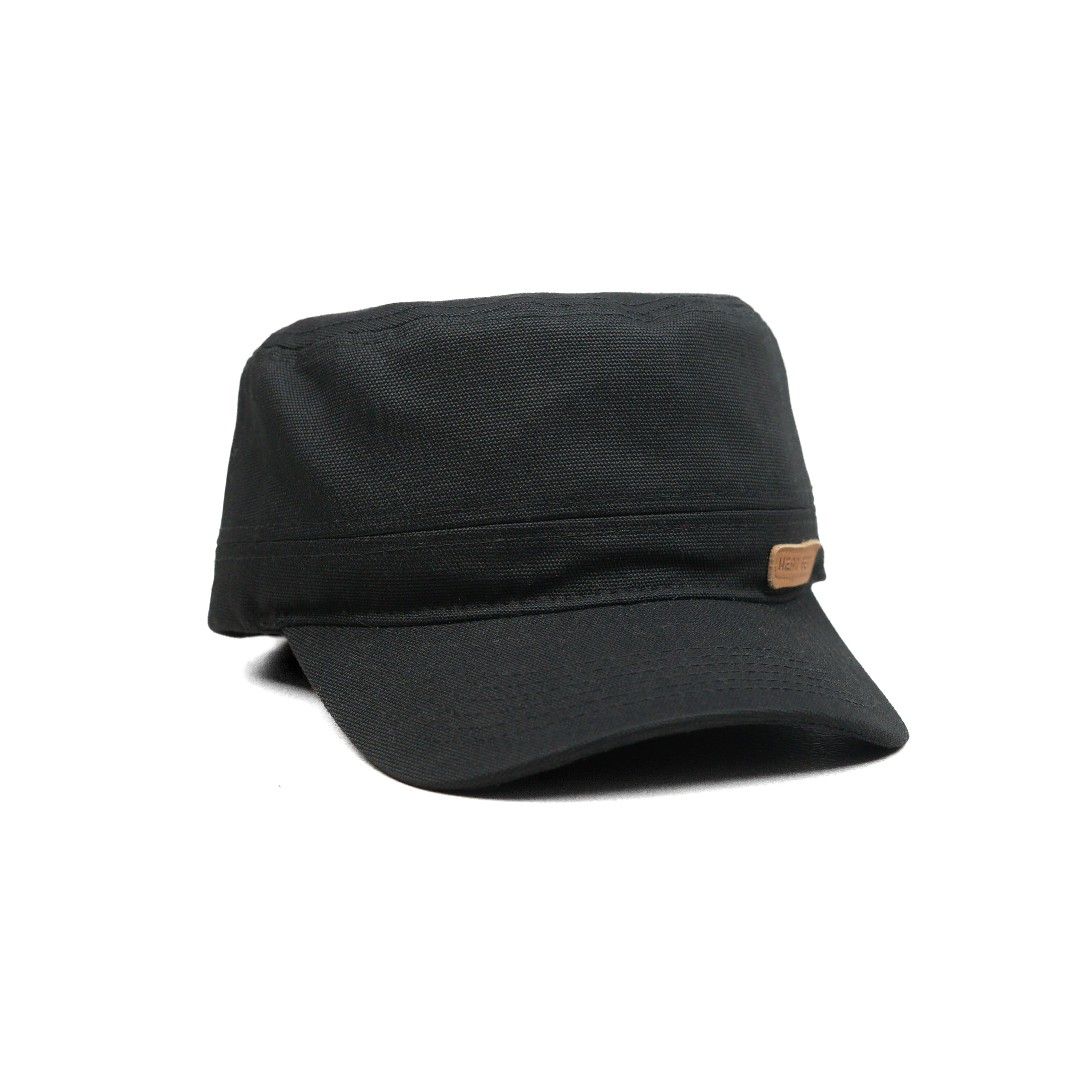 HEAD GEAR BLACK WITH LEATHER PATCH CAPTAIN'S CAP - Image 7
