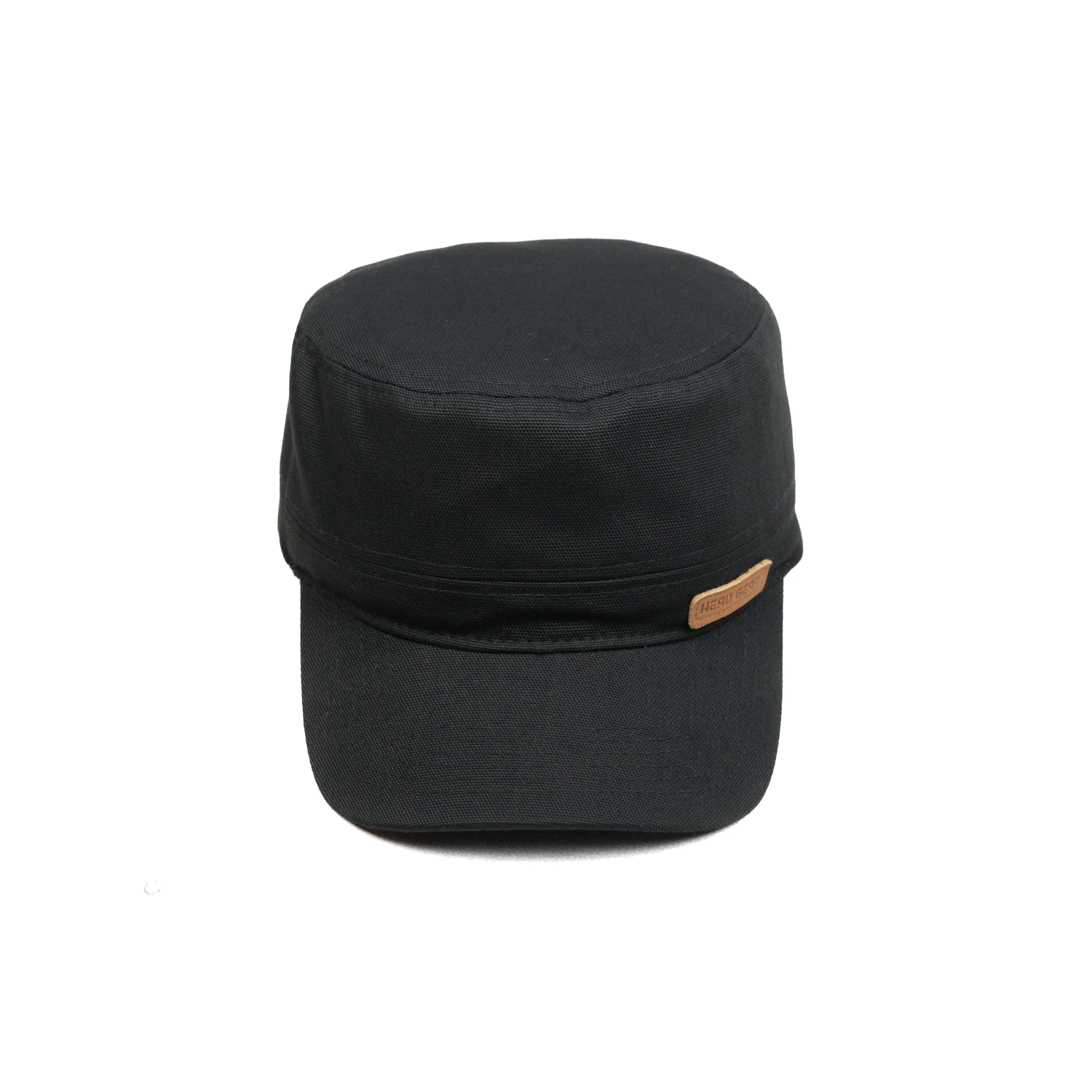 HEAD GEAR BLACK WITH LEATHER PATCH CAPTAIN'S CAP - Image 8