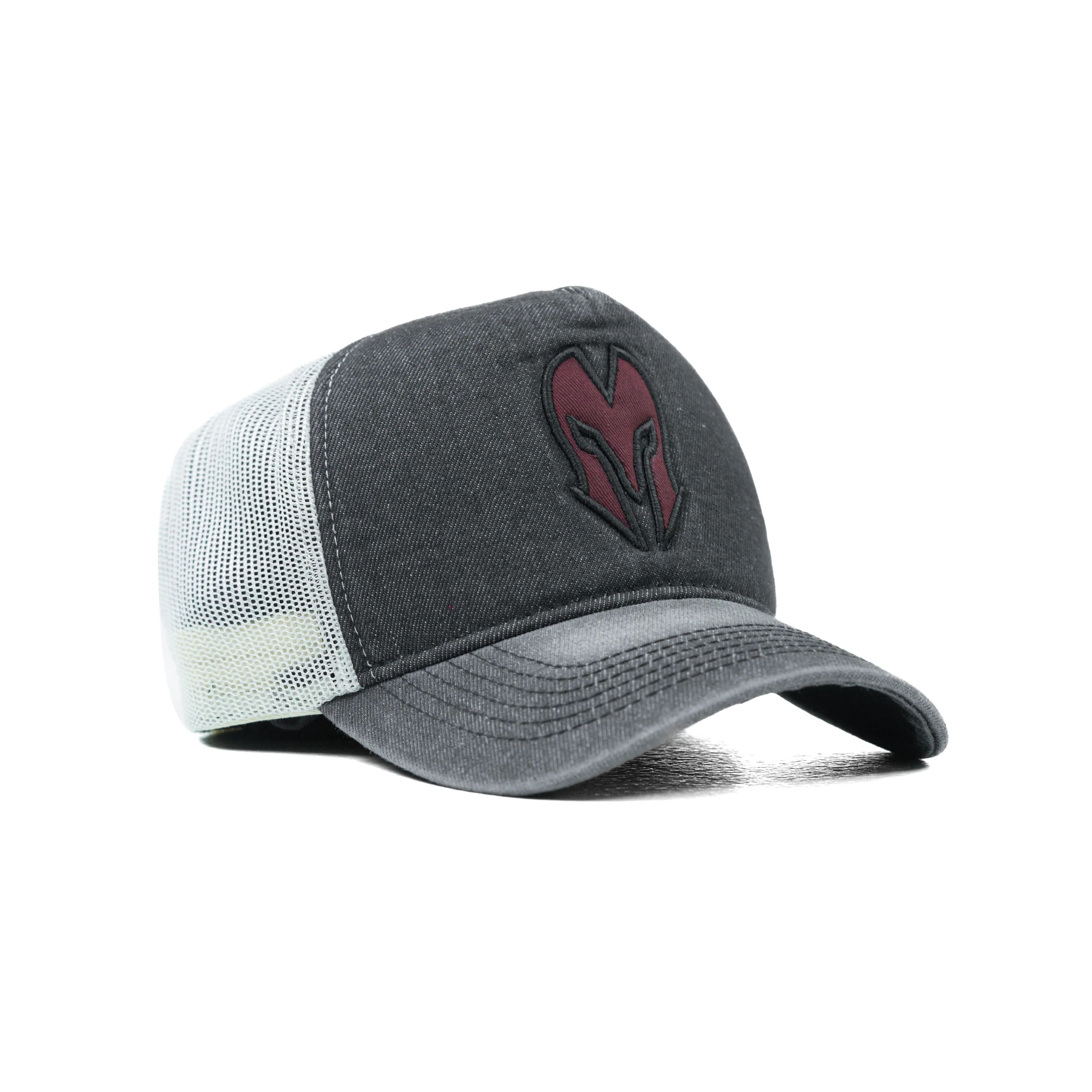 HEAD GEAR CHARCOAL WHITE DENIM TRUCKER CAP - Image 7