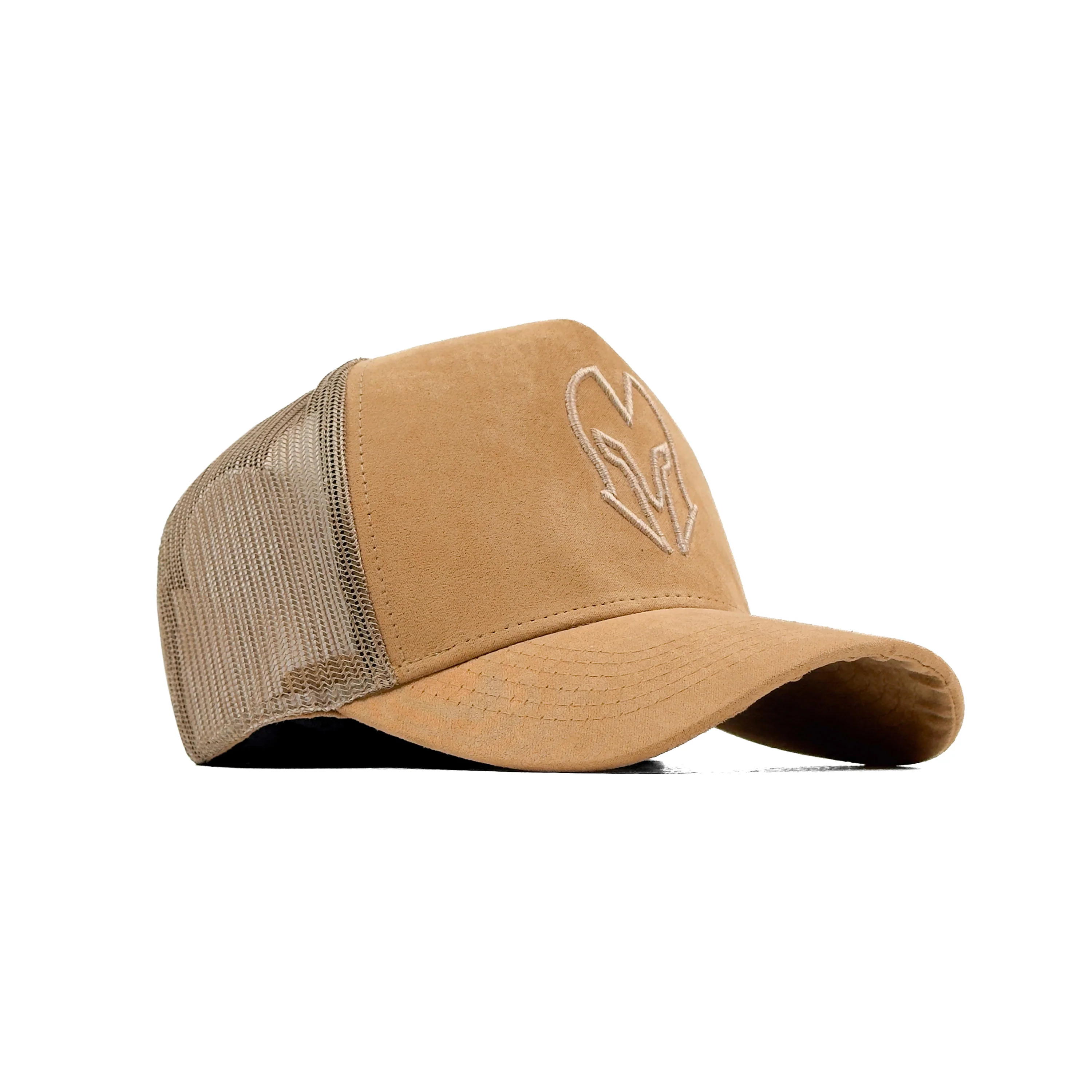 HEAD GEAR DARK BEIGE SUPER SUEDE TRUCKER CAP - Image 3