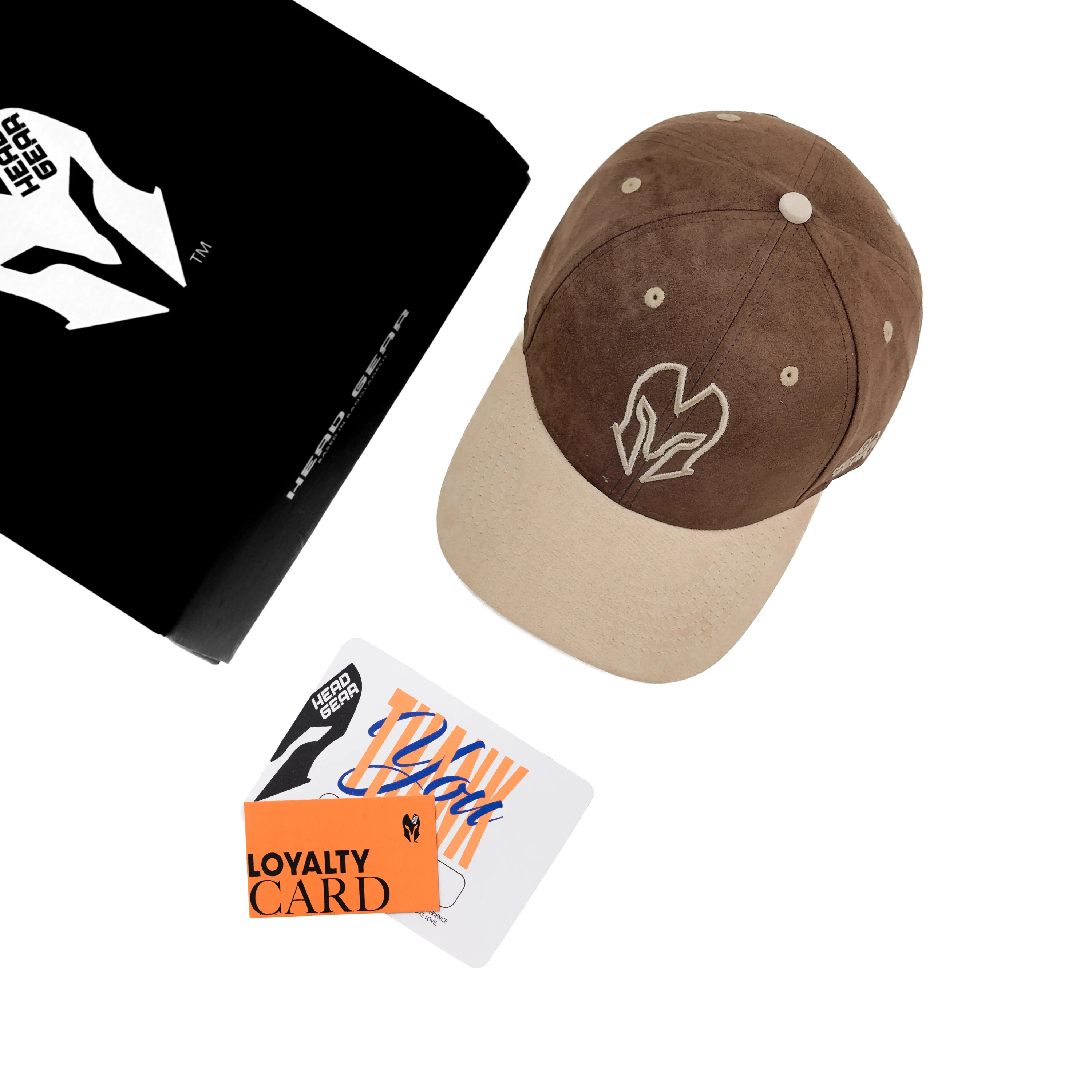 HEAD GEAR DARK BROWN AND BEIGE REDEFINED SUEDE CAP - Image 2