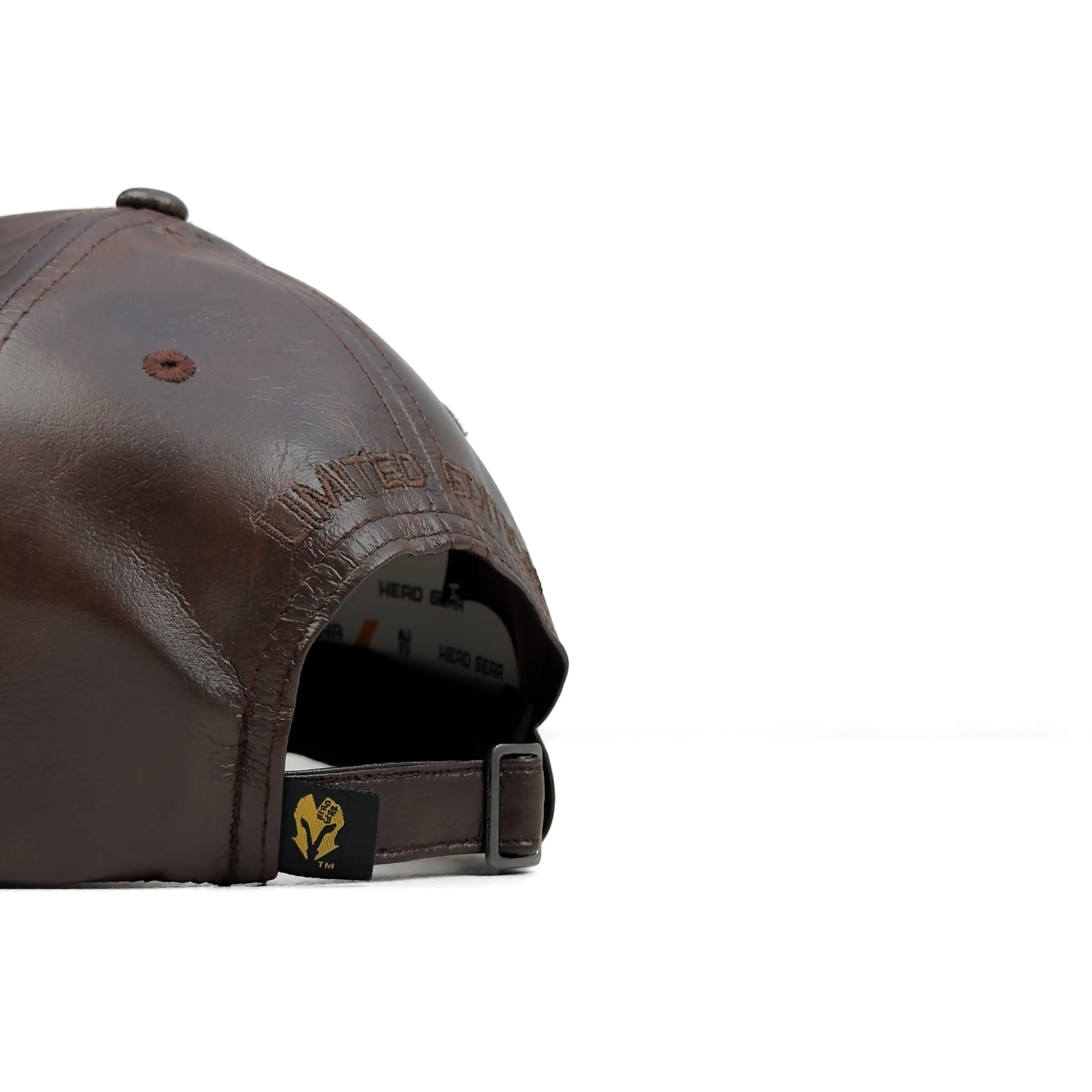 HEAD GEAR DARK BROWN FAUX LEATHER LIMITED EDITION CAP - Image 11