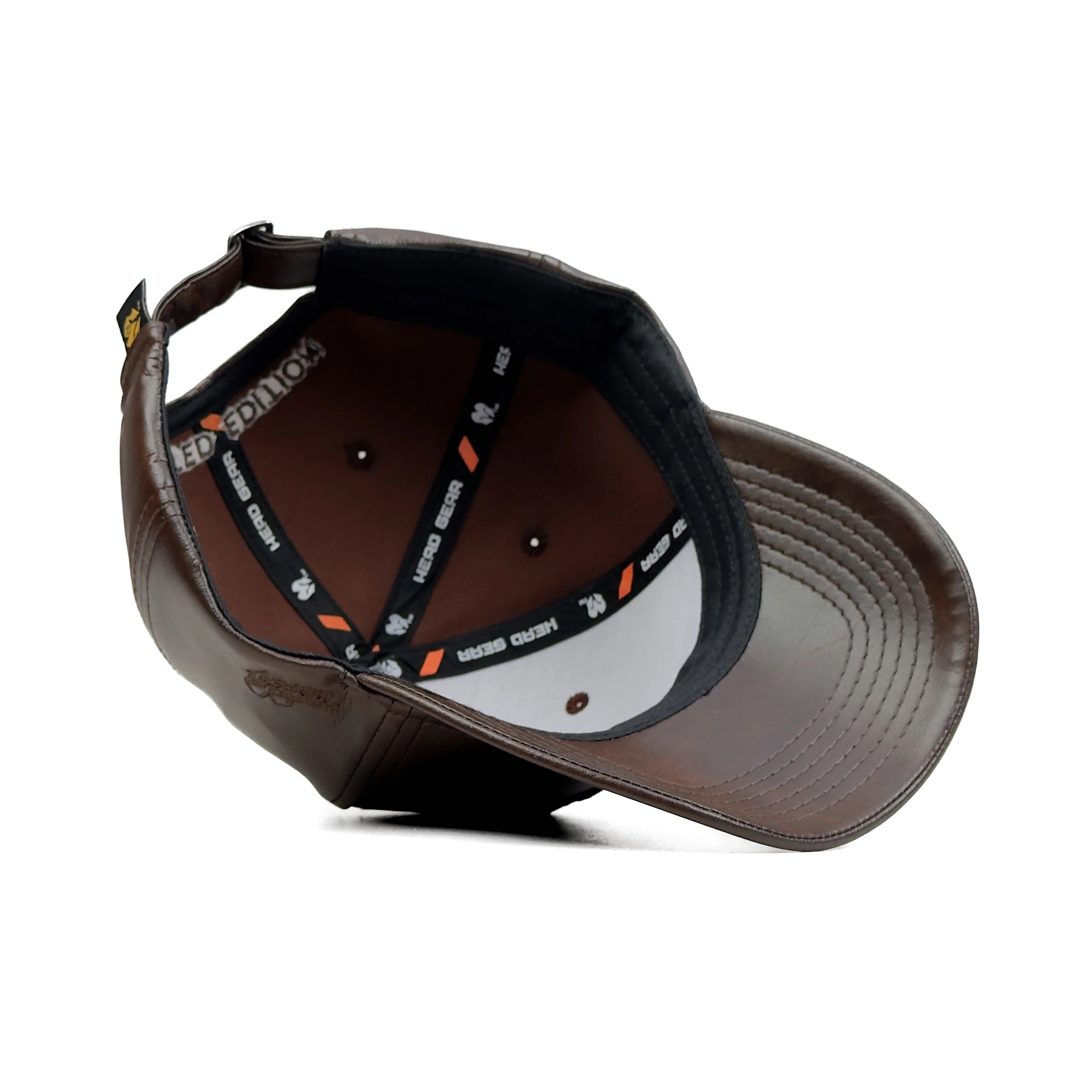 HEAD GEAR DARK BROWN FAUX LEATHER LIMITED EDITION CAP - Image 12