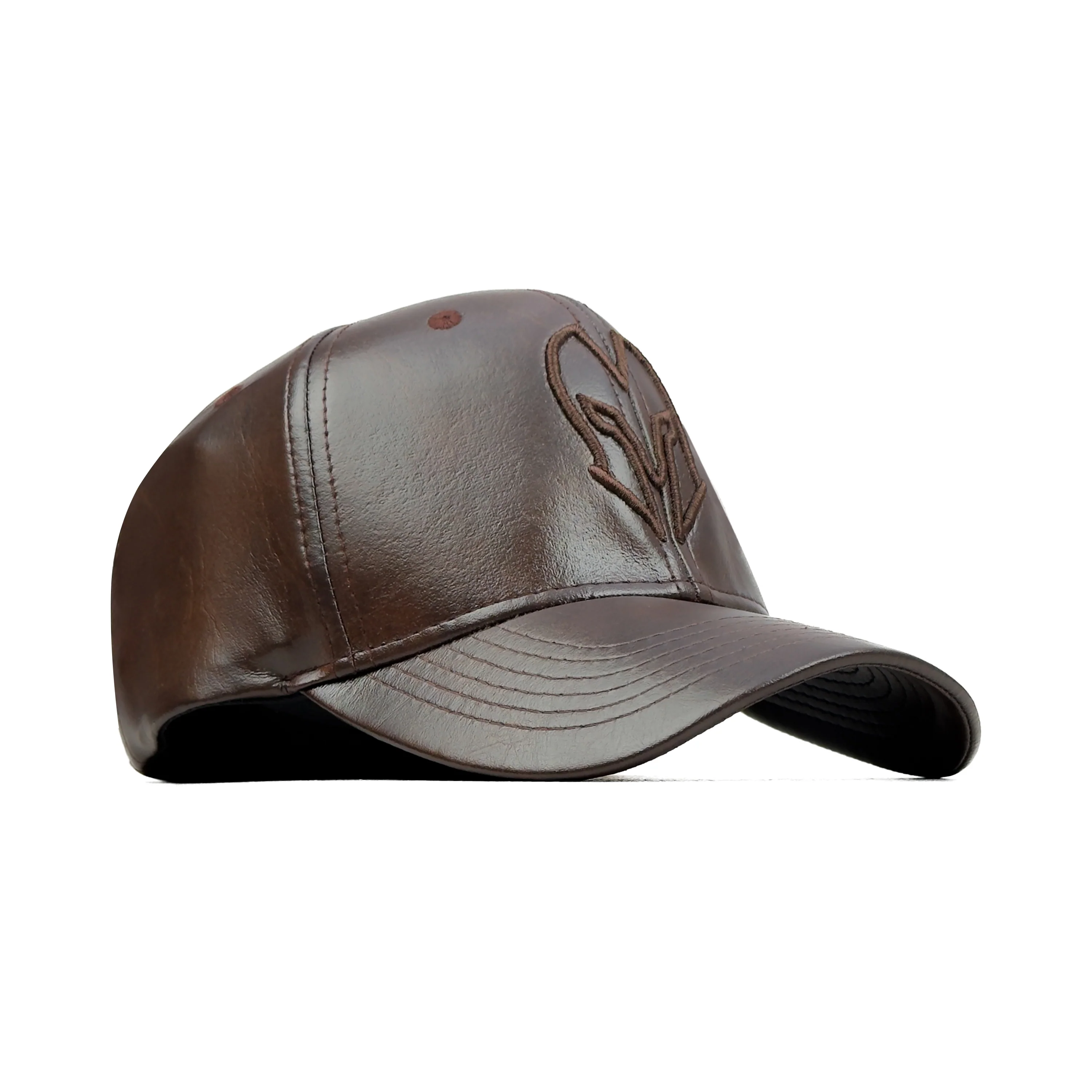 HEAD GEAR DARK BROWN FAUX LEATHER LIMITED EDITION CAP - Image 3