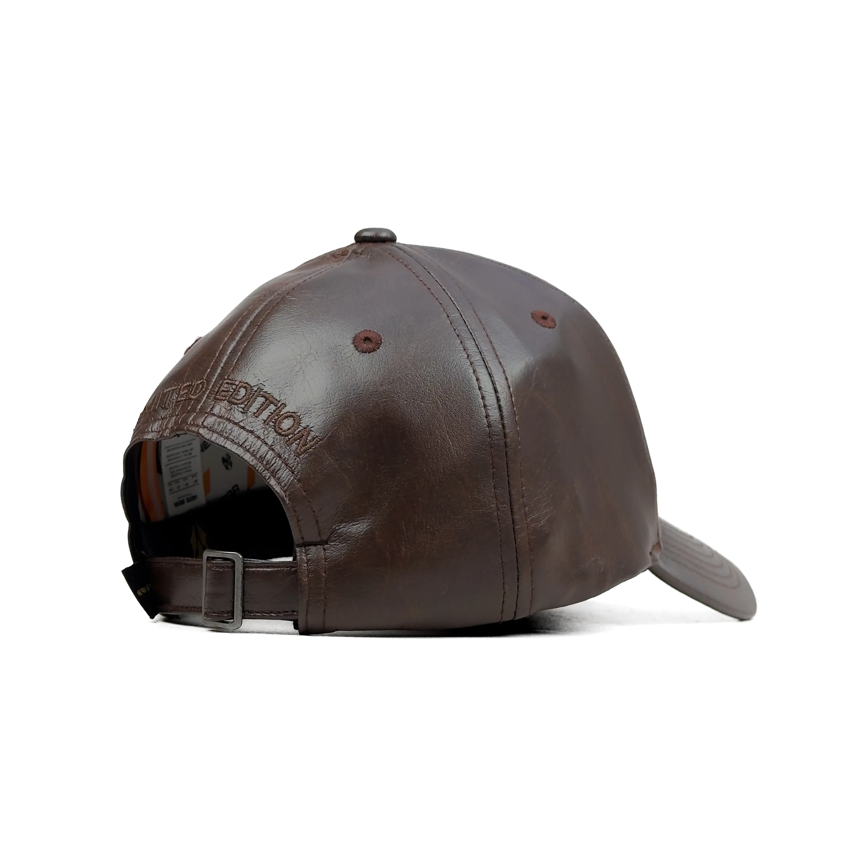 HEAD GEAR DARK BROWN FAUX LEATHER LIMITED EDITION CAP - Image 9
