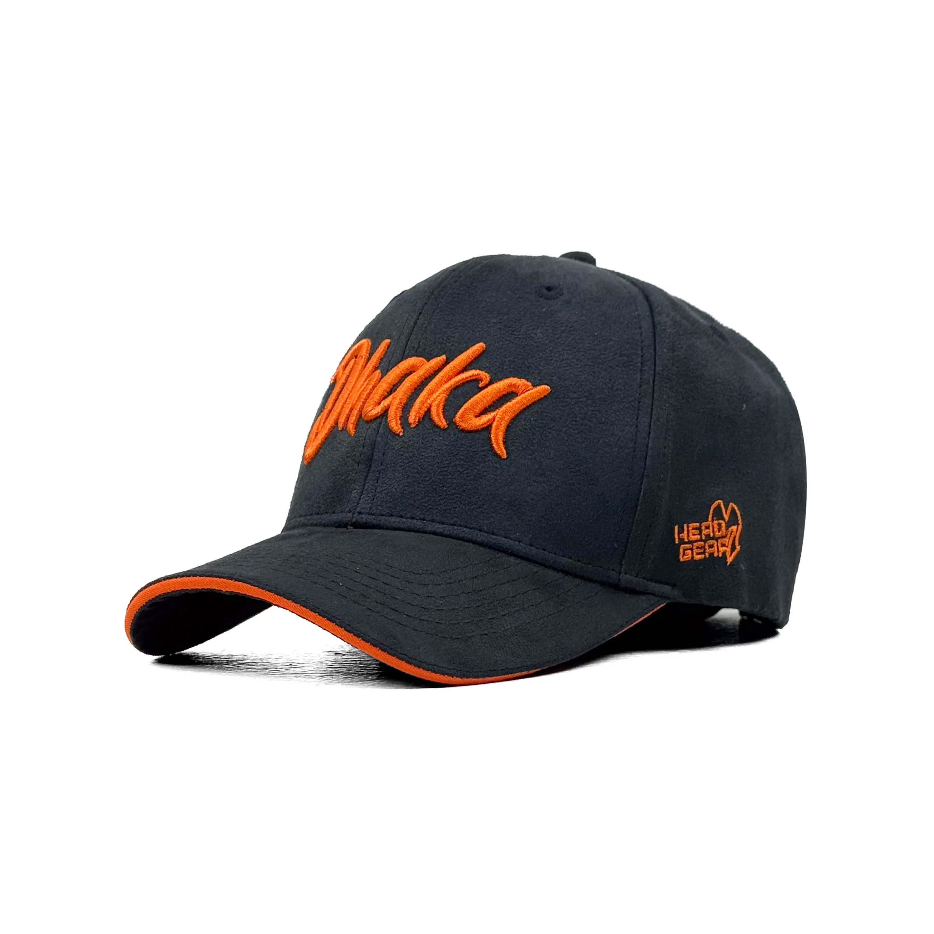 HEAD GEAR DHAKA BLACK WITH ORANGE SANDWICH SUEDE CAP - Image 5
