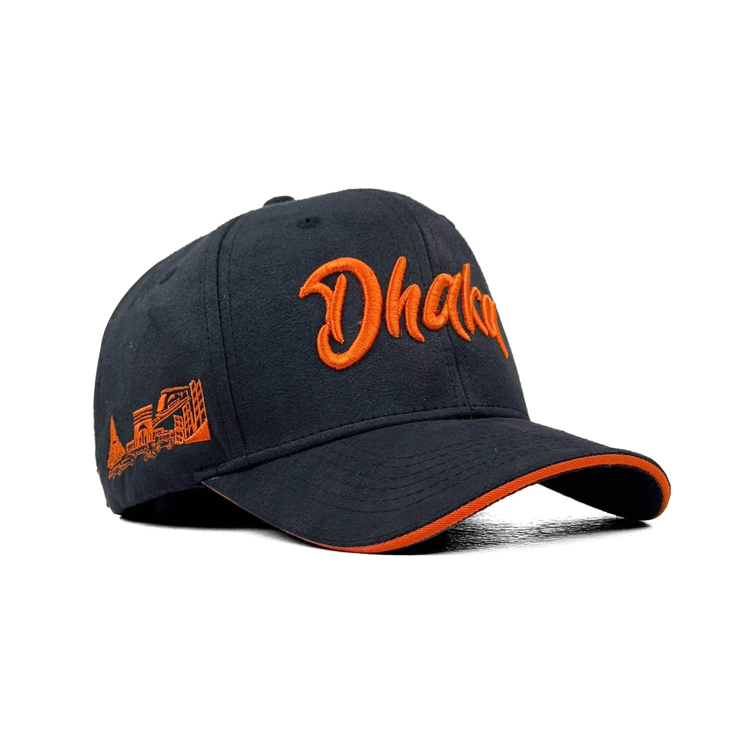 HEAD GEAR DHAKA BLACK WITH ORANGE SANDWICH SUEDE CAP - Image 7