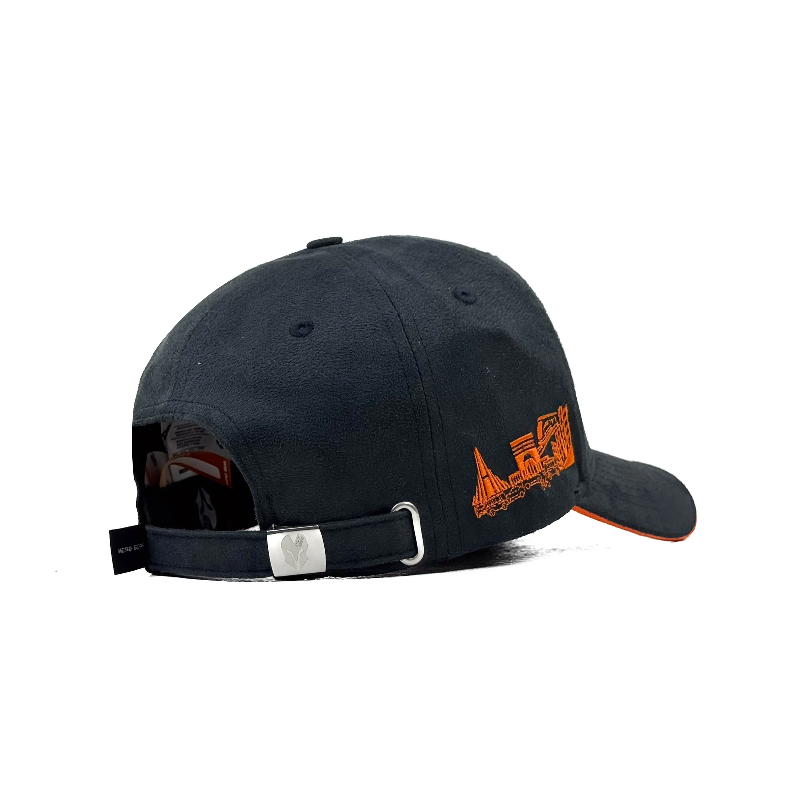 HEAD GEAR DHAKA BLACK WITH ORANGE SANDWICH SUEDE CAP - Image 9
