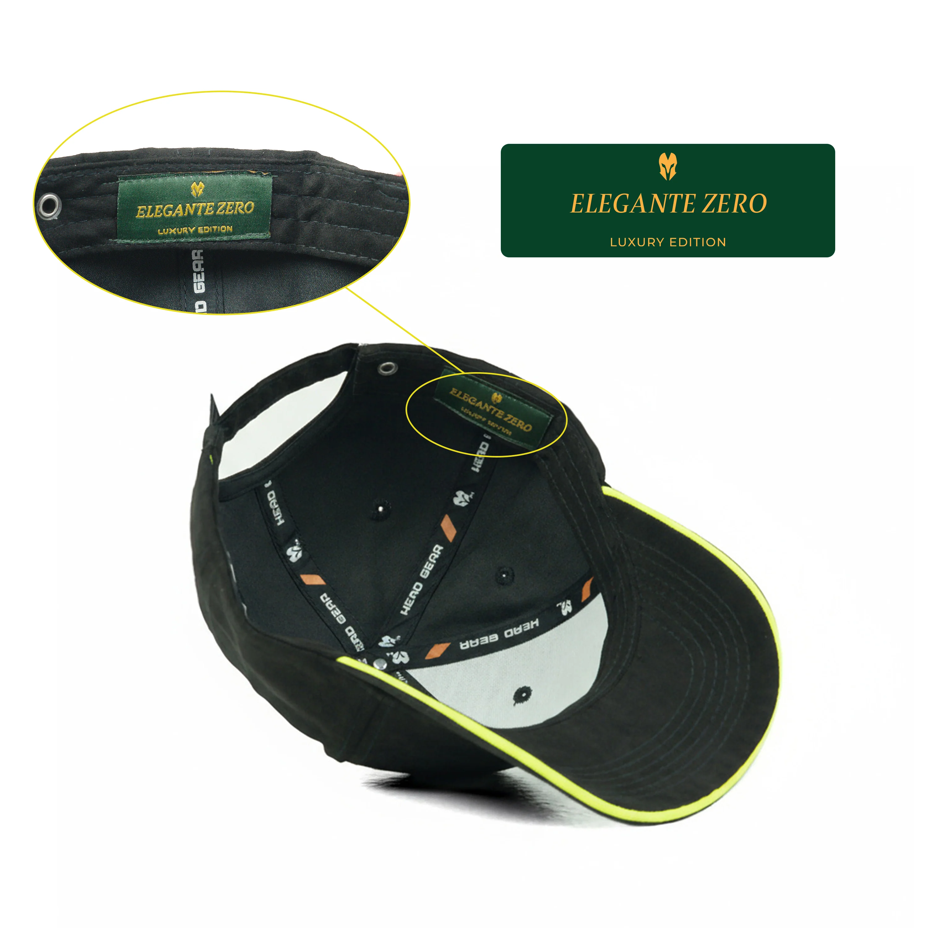HEAD GEAR ELEGANTE ZERO BLACK SANDWICH NEON CAP (NO LOGO) - Image 14