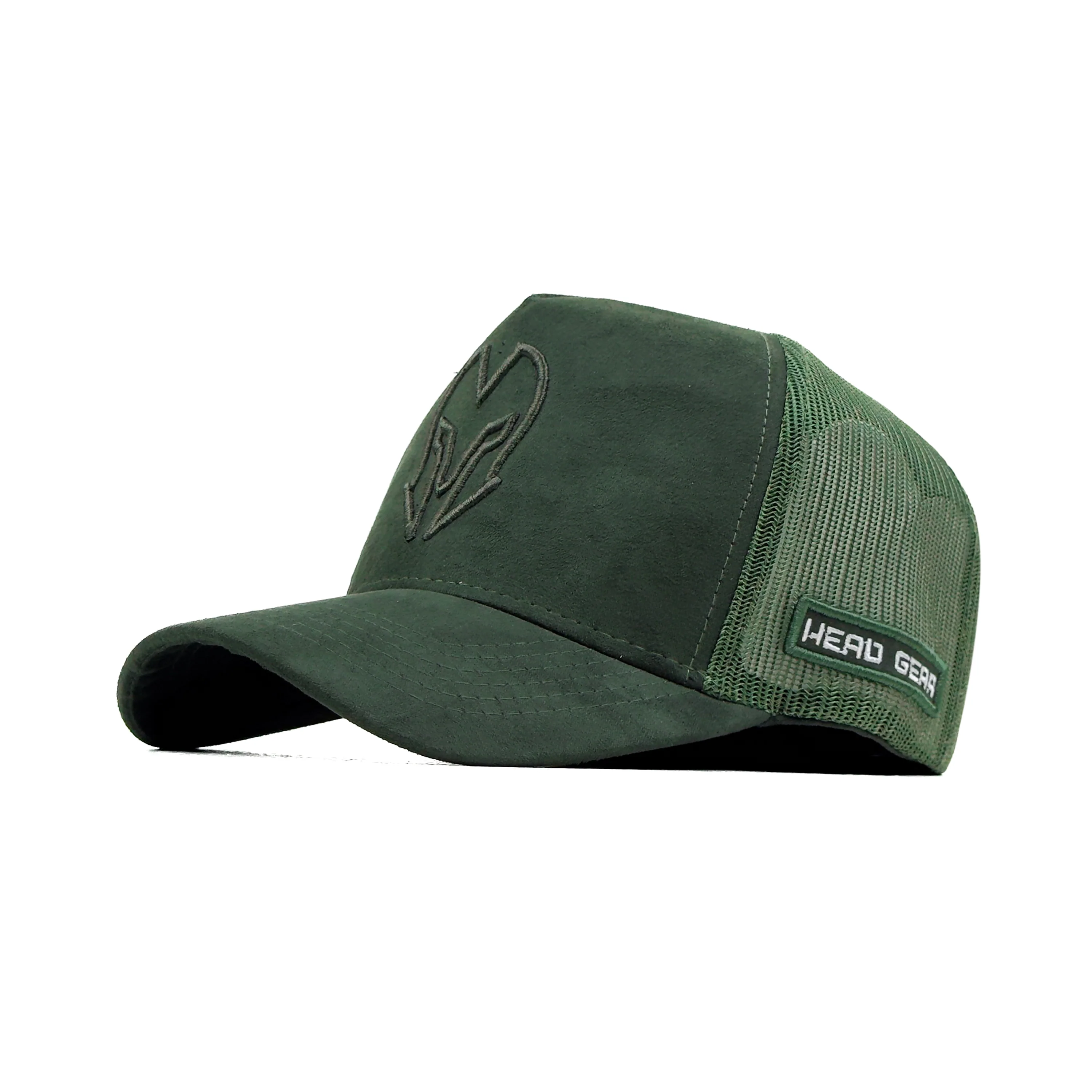 HEAD GEAR GREEN SUPER SUEDE TRUCKER CAP