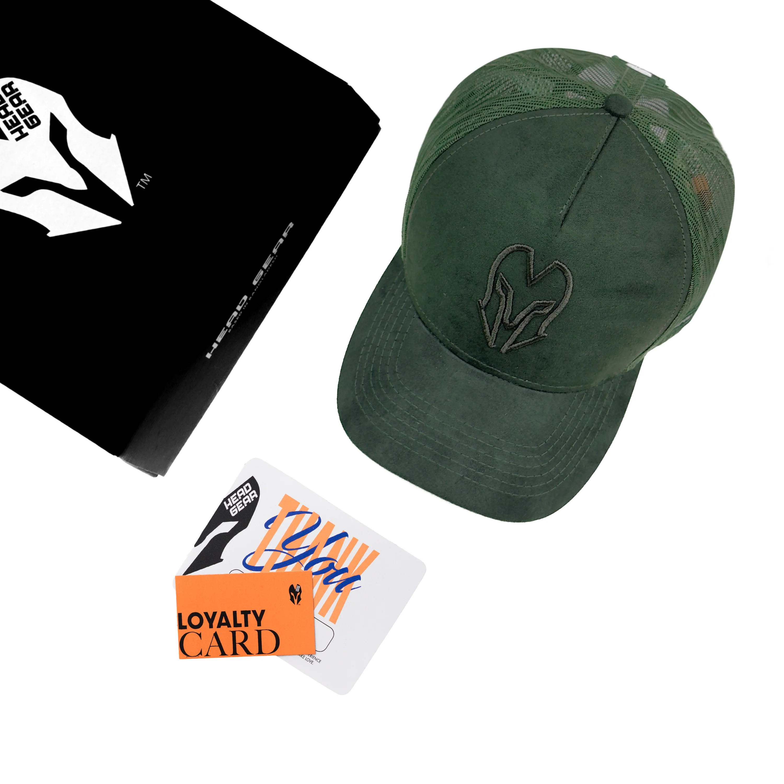 HEAD GEAR GREEN SUPER SUEDE TRUCKER CAP - Image 2