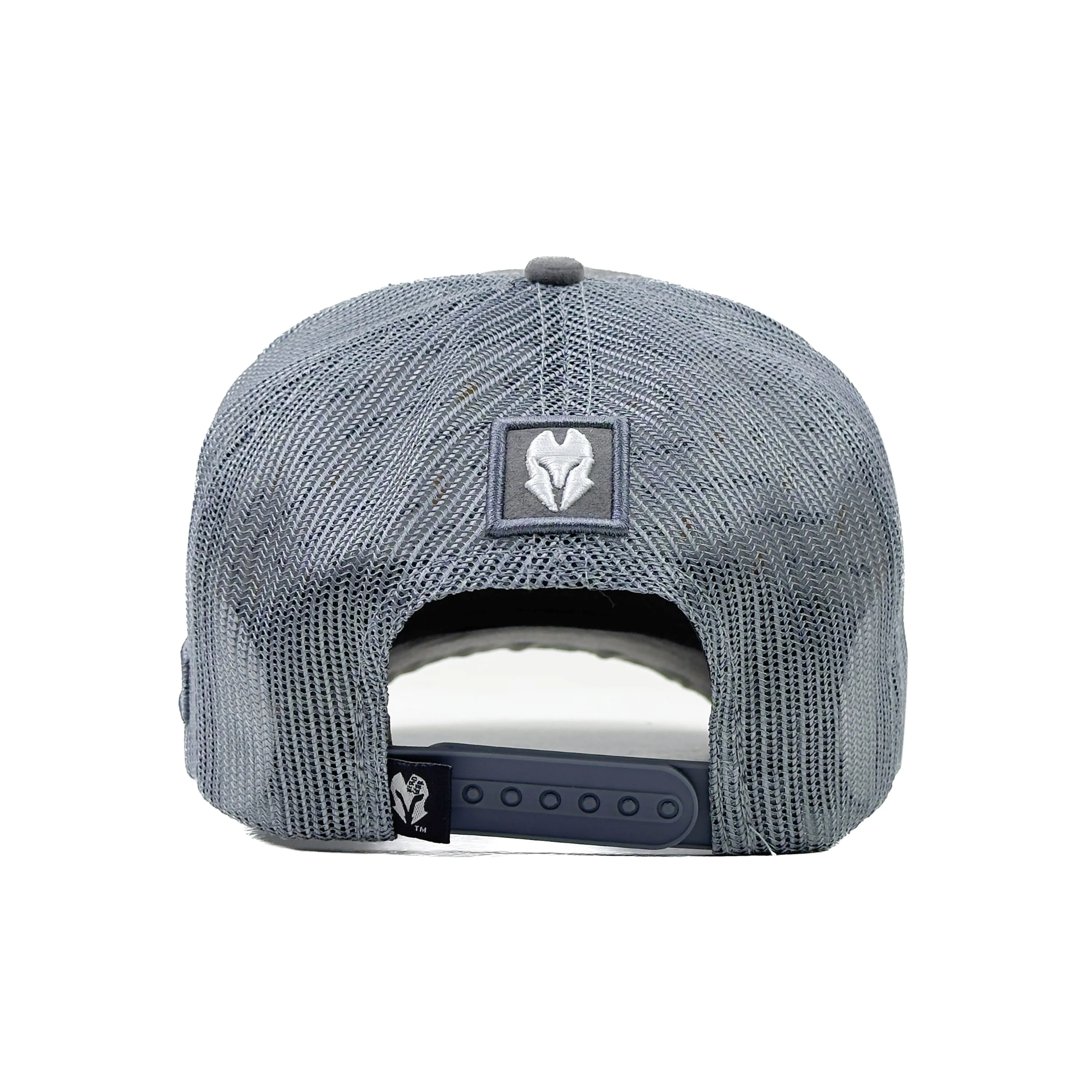 HEAD GEAR GREY TRUCKER LEATHER PATCH CAP - Image 5