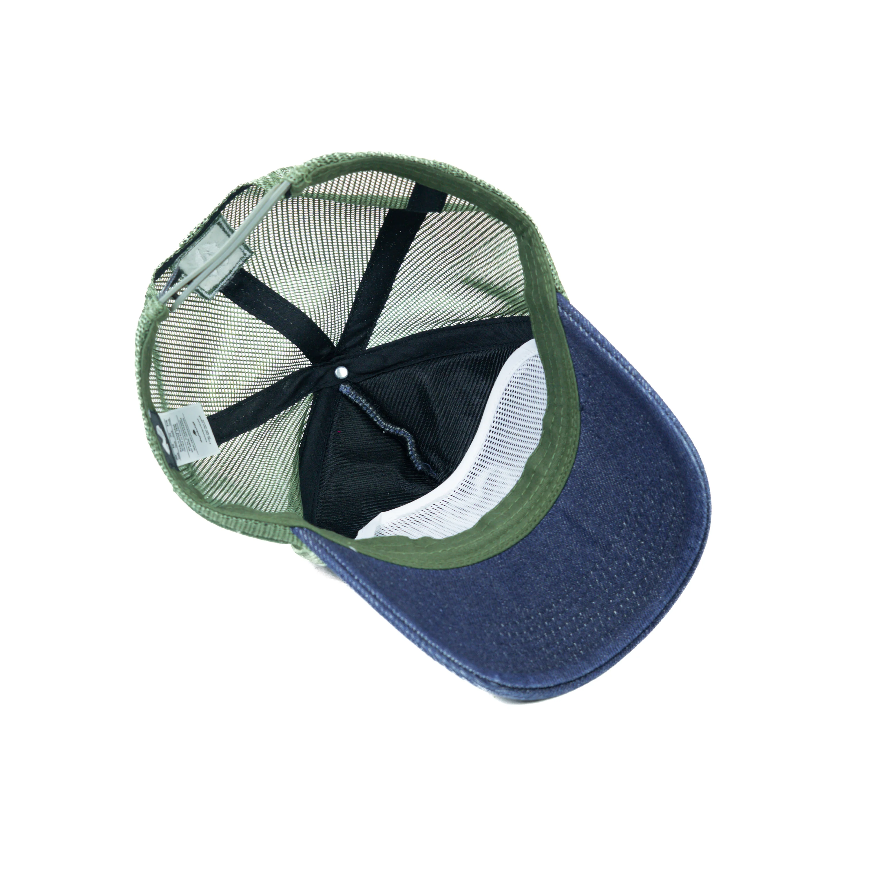 HEAD GEAR NAVY BLUE GREEN DENIM TRUCKER CAP - Image 13