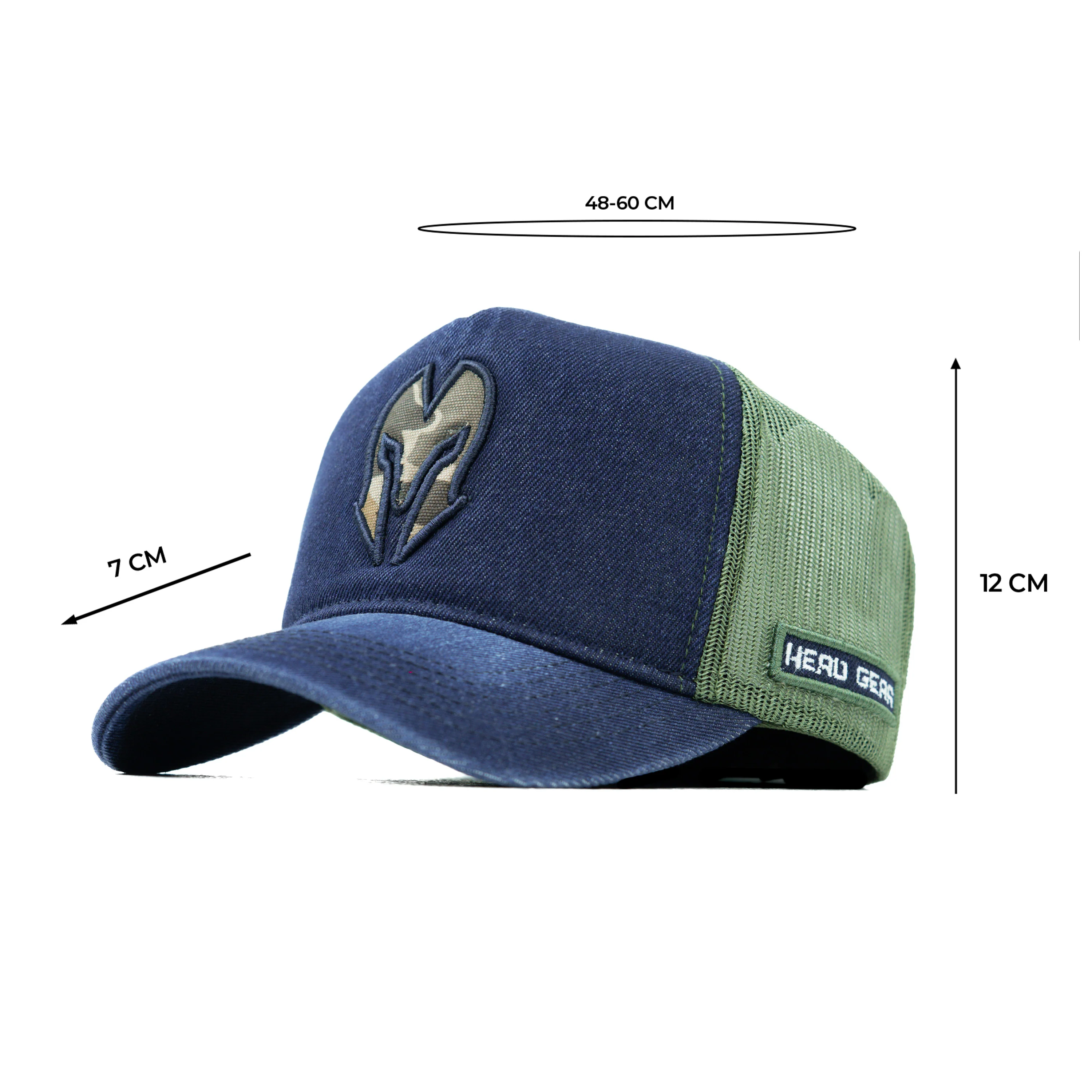 HEAD GEAR NAVY BLUE GREEN DENIM TRUCKER CAP - Image 14