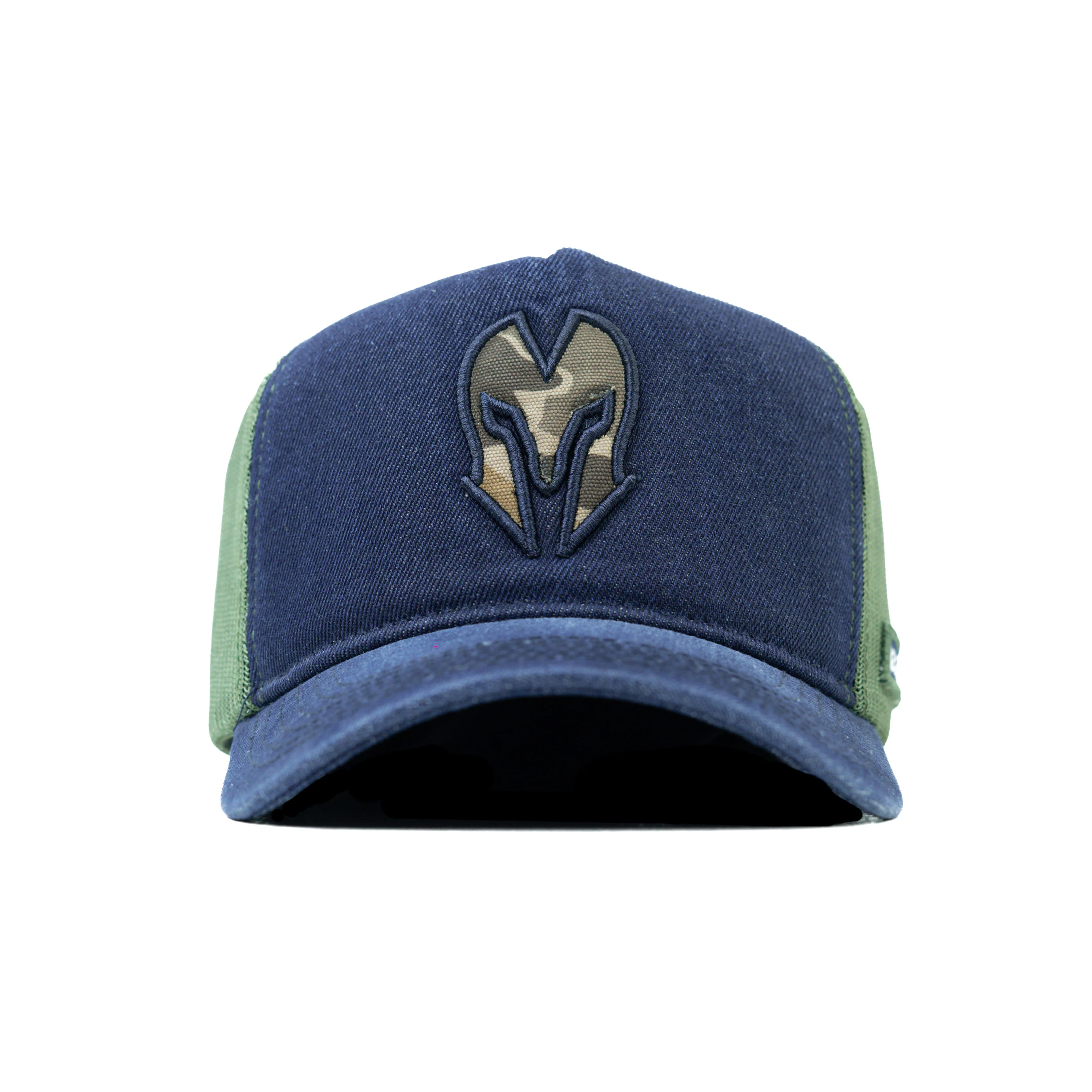 HEAD GEAR NAVY BLUE GREEN DENIM TRUCKER CAP - Image 4