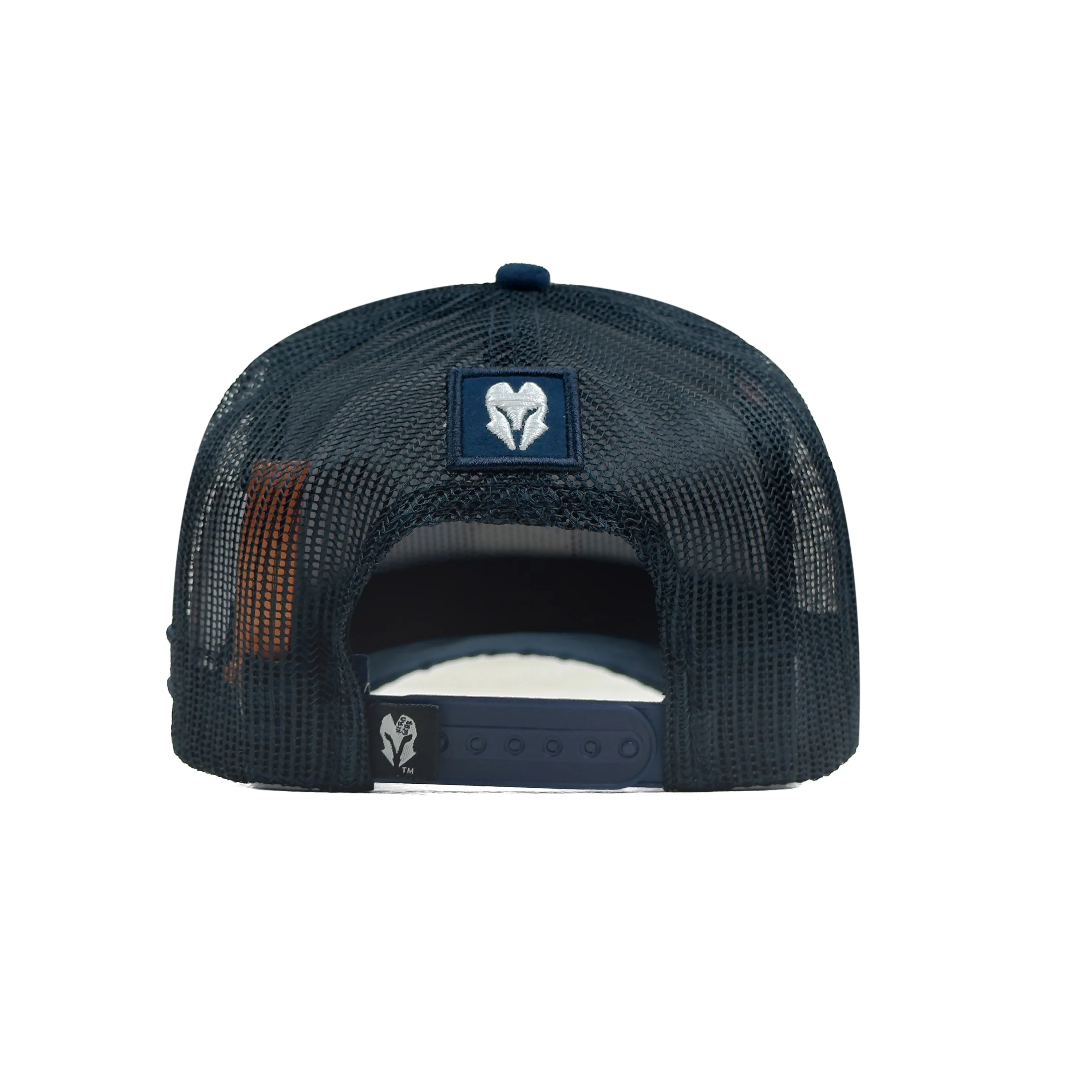 HEAD GEAR NAVY BLUE TRUCKER LEATHER PATCH CAP - Image 5