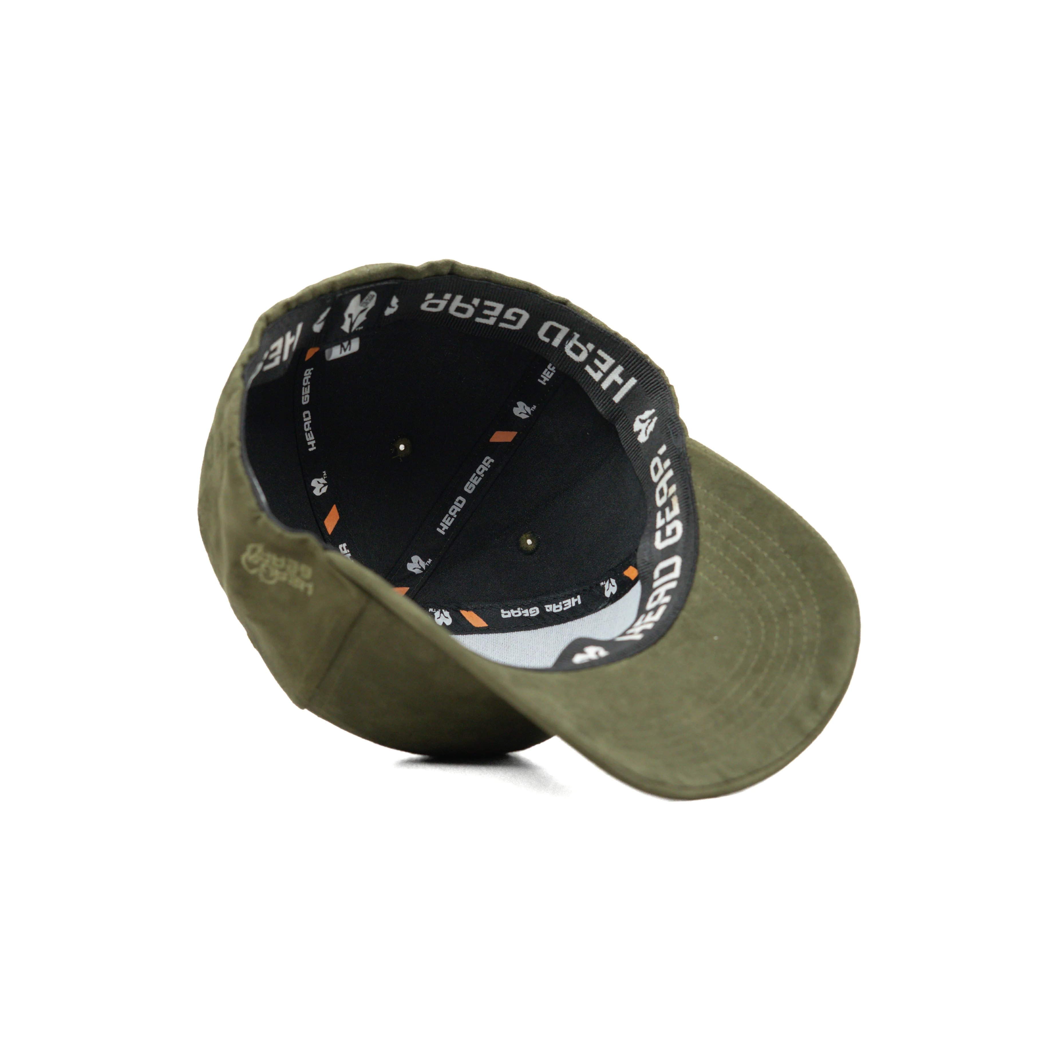 HEAD GEAR OLIVE STRUCTURED LEATHER PATCH FITTED CAP - Image 13