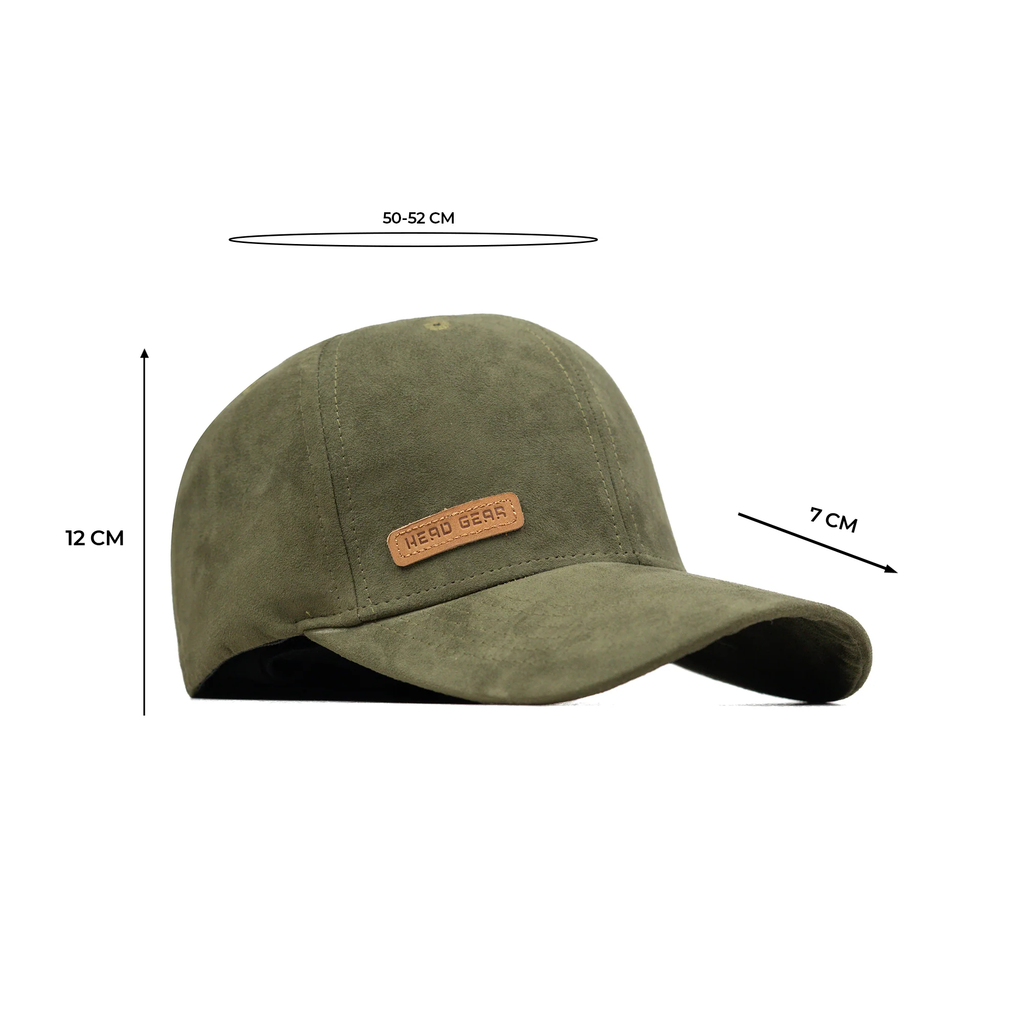 HEAD GEAR OLIVE STRUCTURED LEATHER PATCH FITTED CAP - Image 17