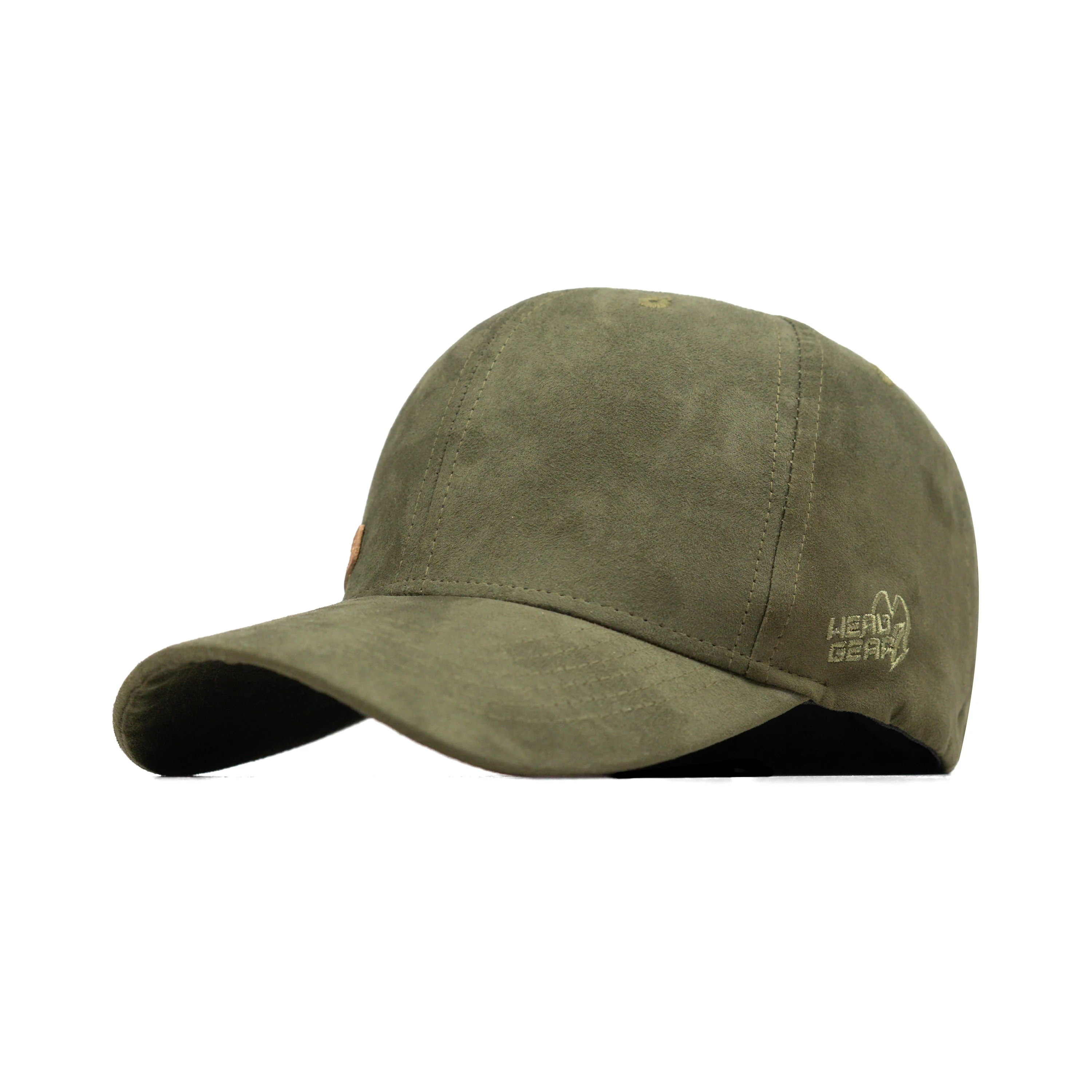 HEAD GEAR OLIVE STRUCTURED LEATHER PATCH FITTED CAP - Image 3