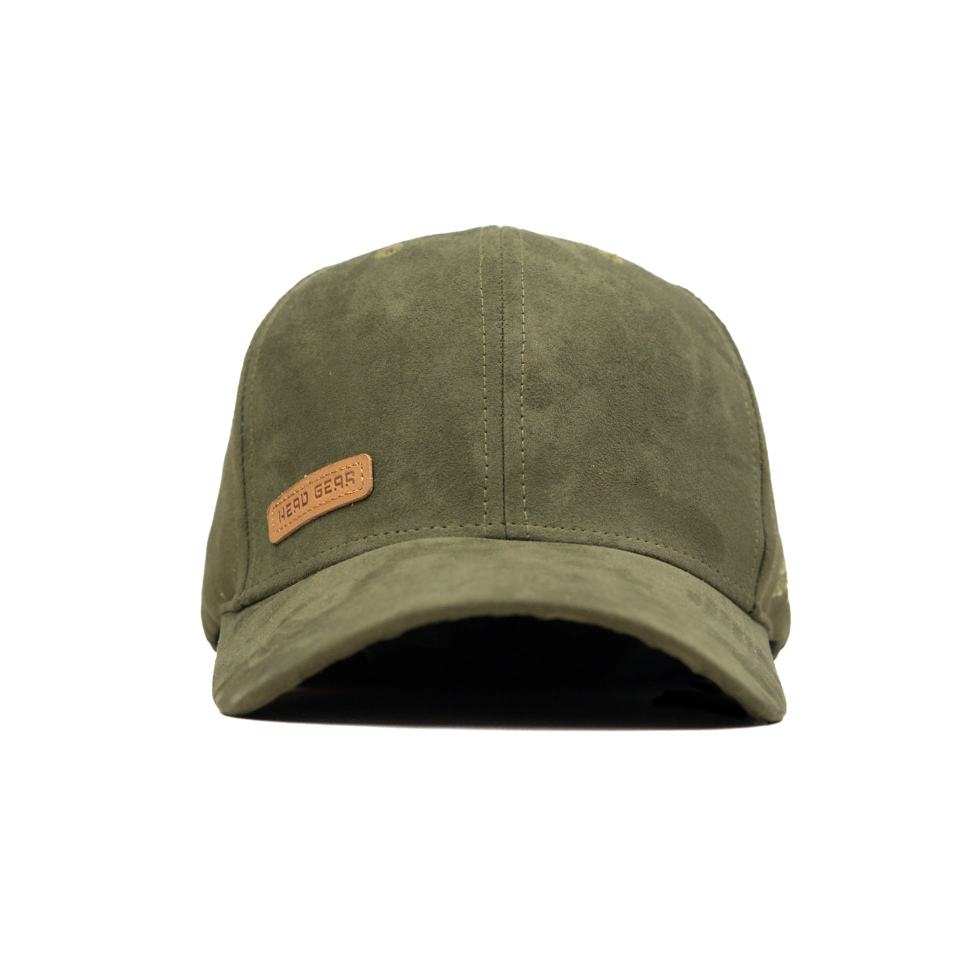 HEAD GEAR OLIVE STRUCTURED LEATHER PATCH FITTED CAP - Image 4
