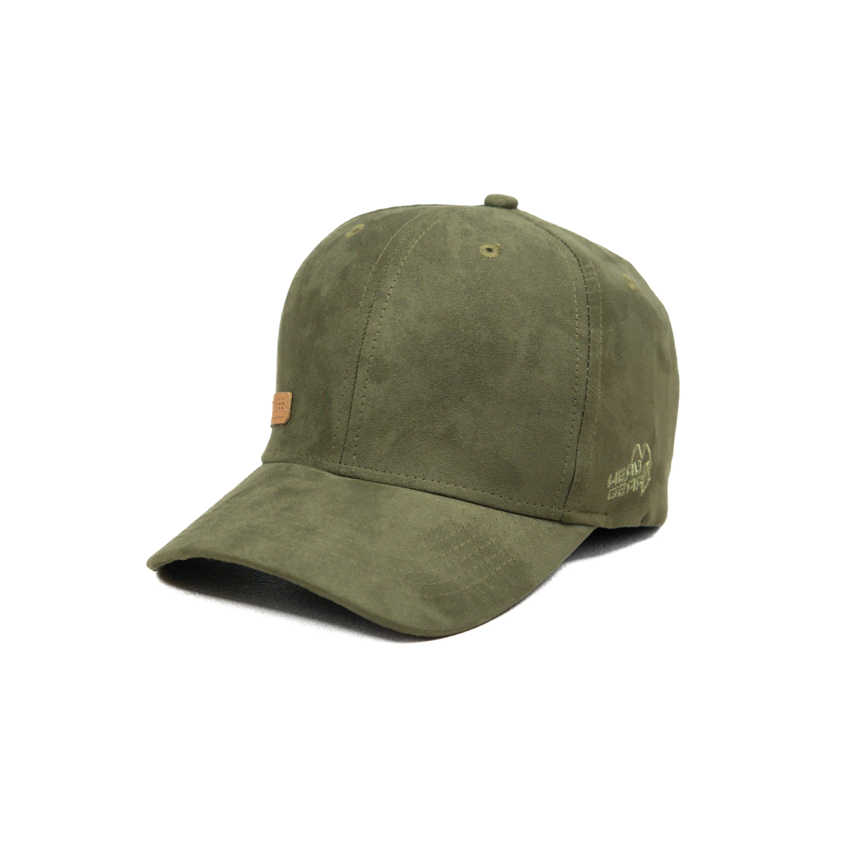 HEAD GEAR OLIVE STRUCTURED LEATHER PATCH FITTED CAP - Image 5