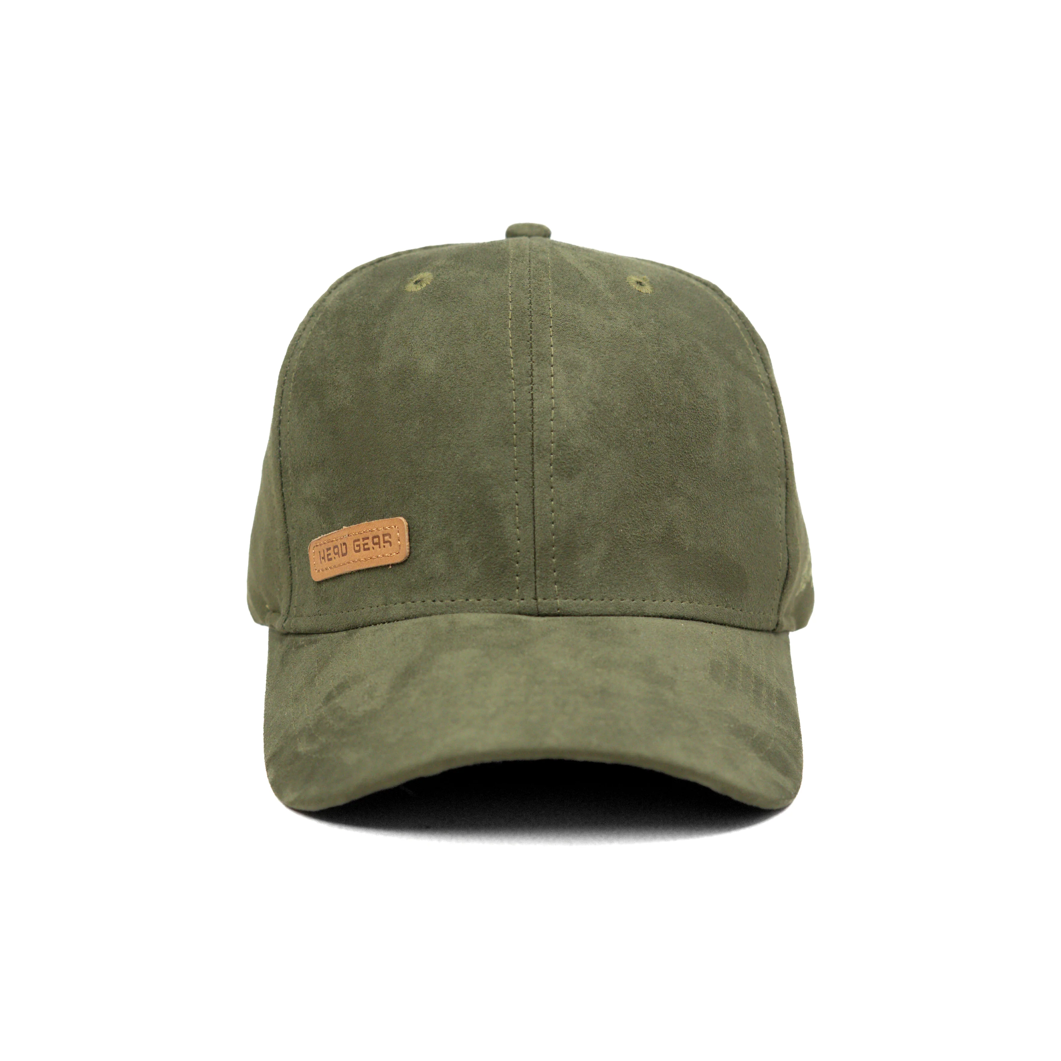 HEAD GEAR OLIVE STRUCTURED LEATHER PATCH FITTED CAP - Image 6