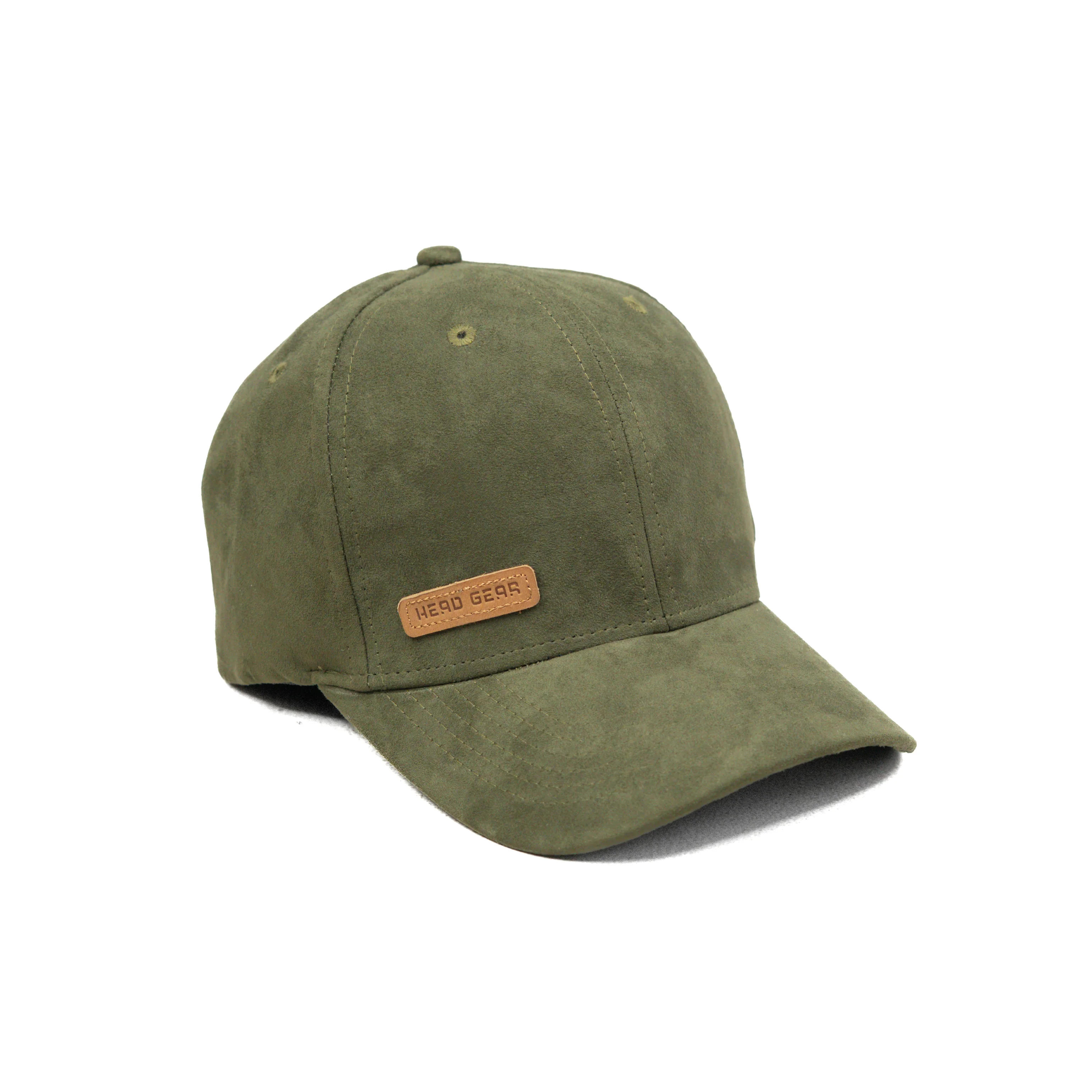 HEAD GEAR OLIVE STRUCTURED LEATHER PATCH FITTED CAP - Image 7