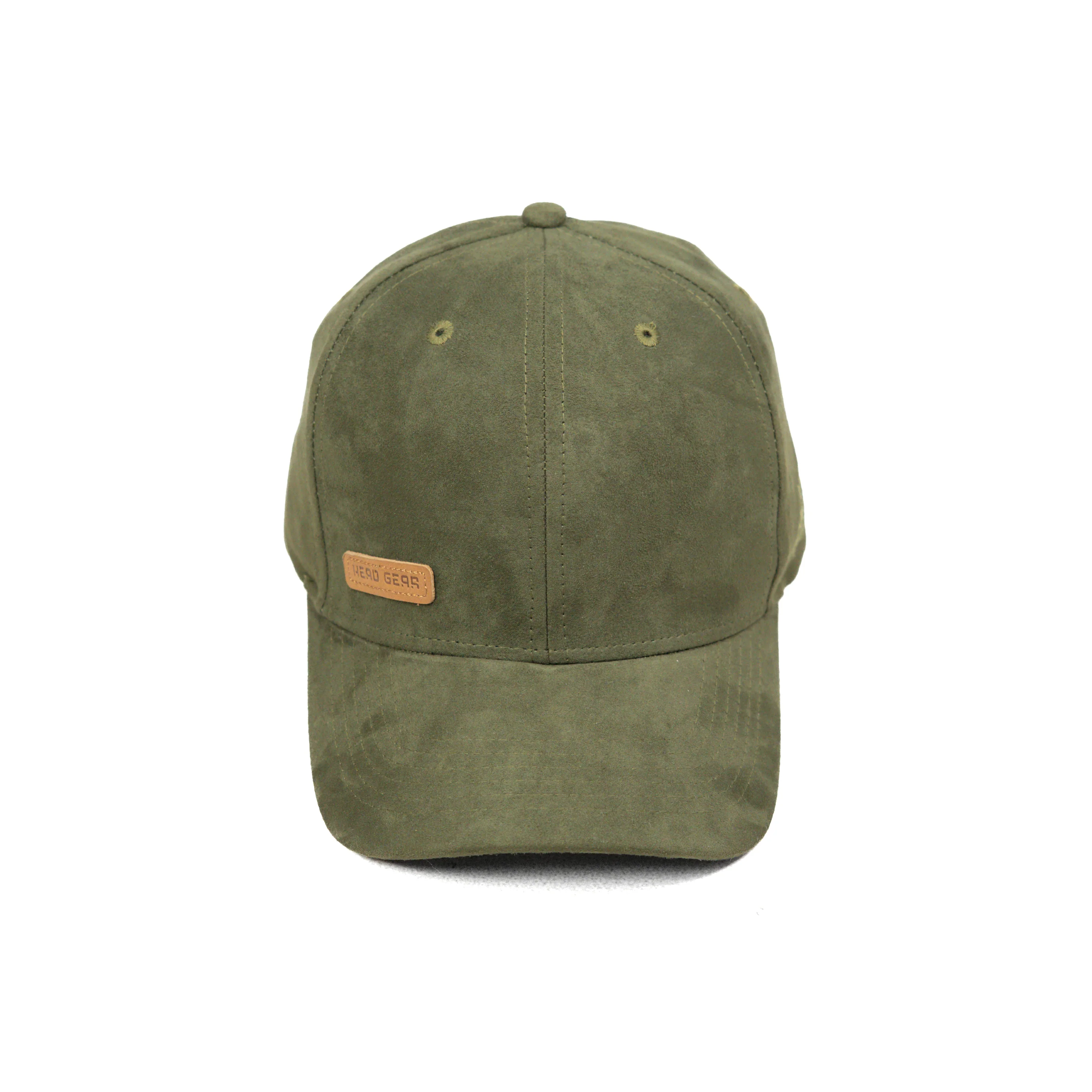 HEAD GEAR OLIVE STRUCTURED LEATHER PATCH FITTED CAP - Image 8