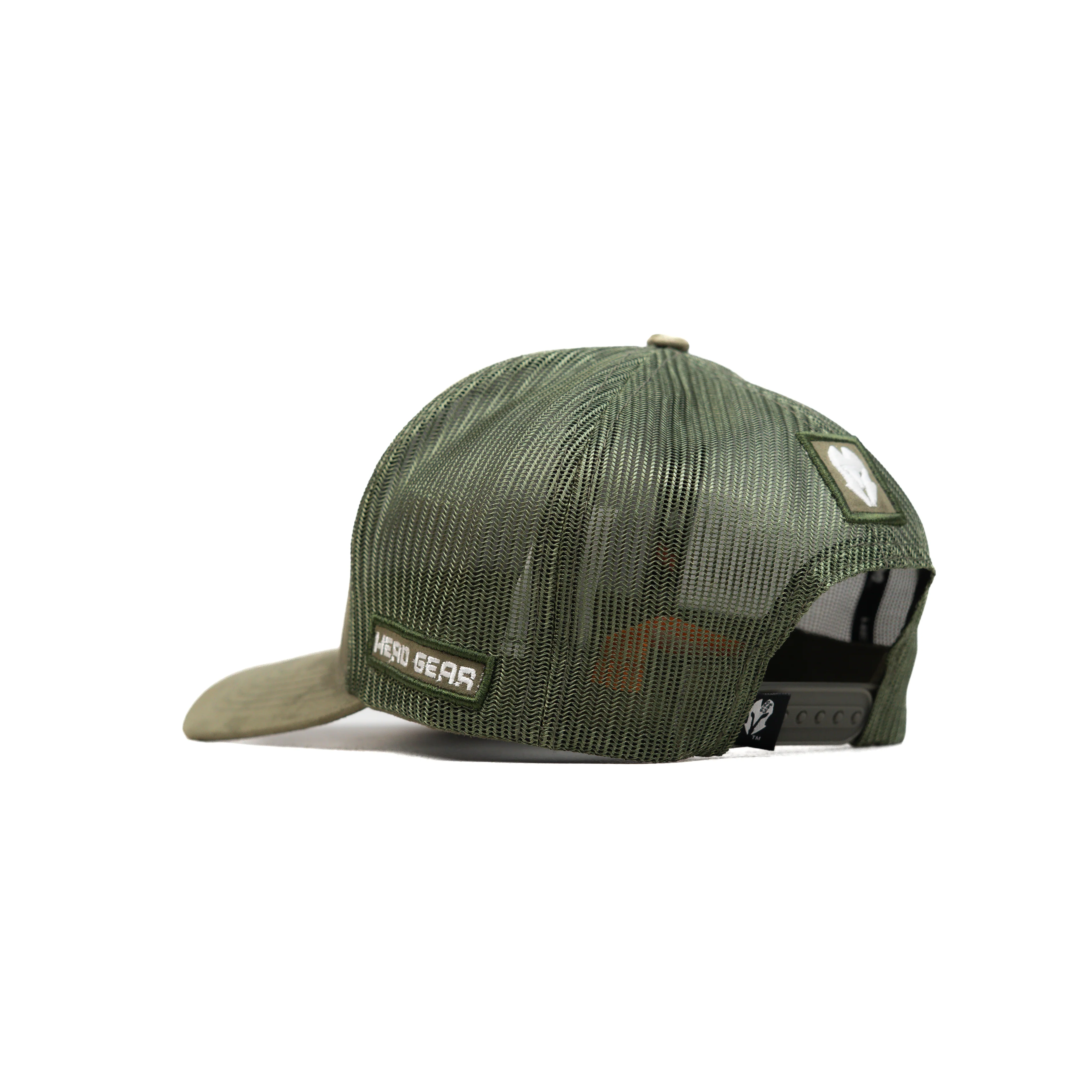 HEAD GEAR OLIVE TRUCKER LEATHER PATCH CAP - Image 4