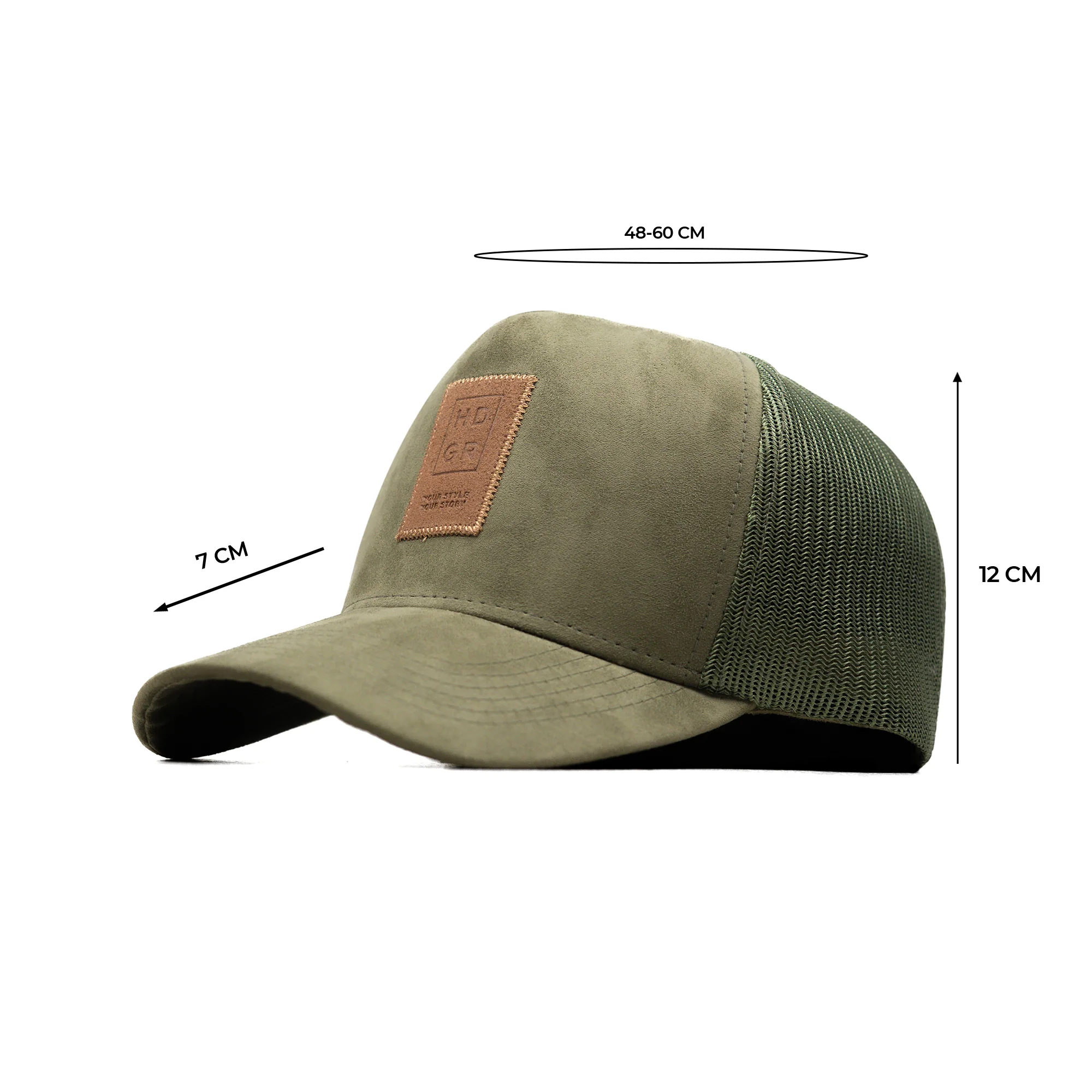 HEAD GEAR OLIVE TRUCKER LEATHER PATCH CAP - Image 5