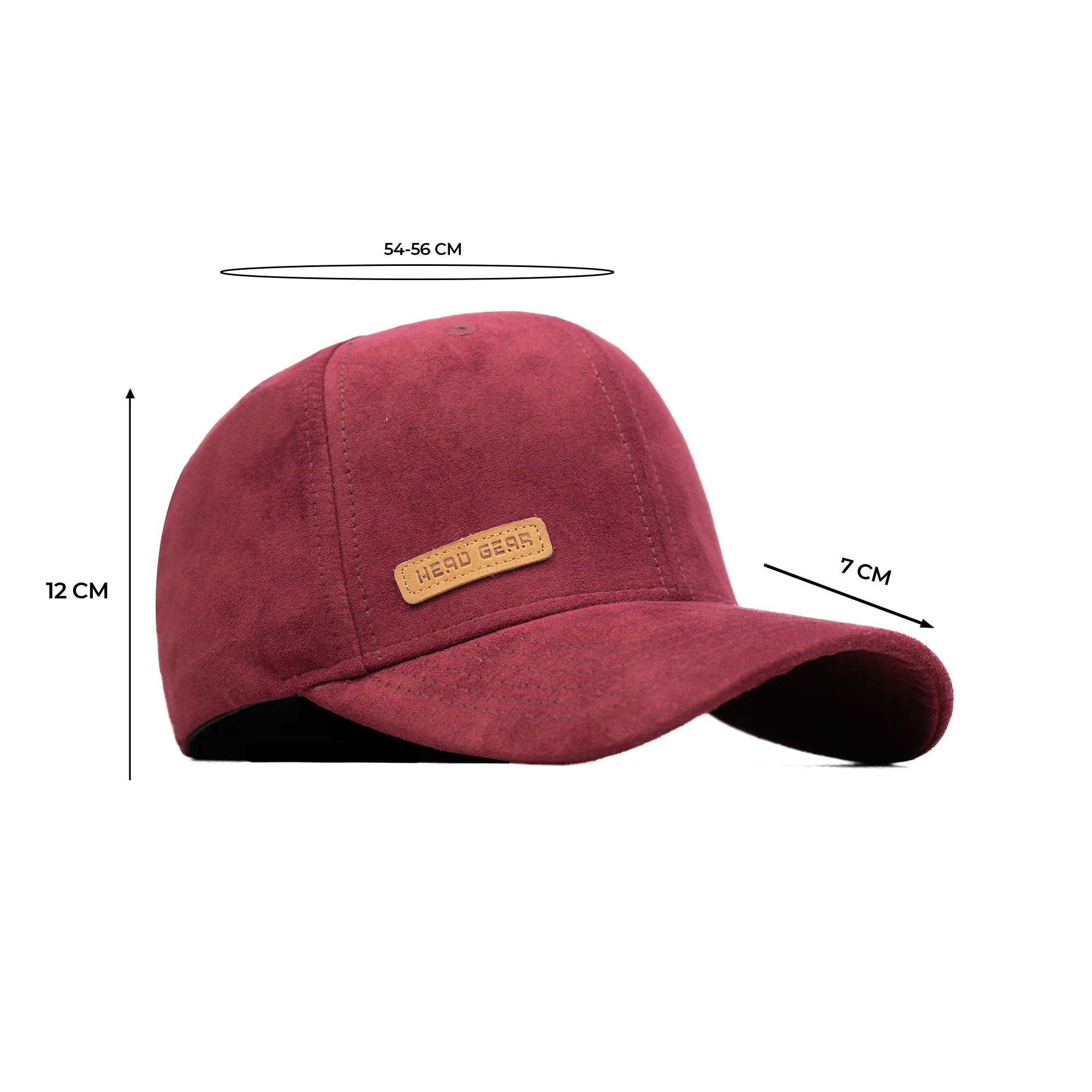 HEAD GEAR RED WINE STRUCTURED LEATHER PATCH FITTED CAP - Image 16