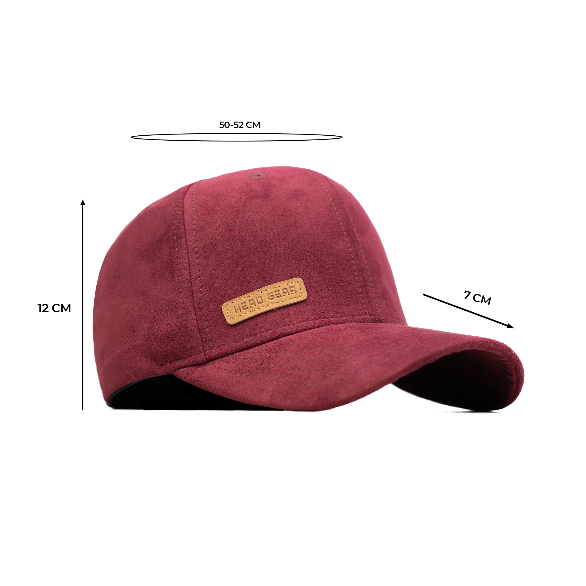 HEAD GEAR RED WINE STRUCTURED LEATHER PATCH FITTED CAP - Image 17